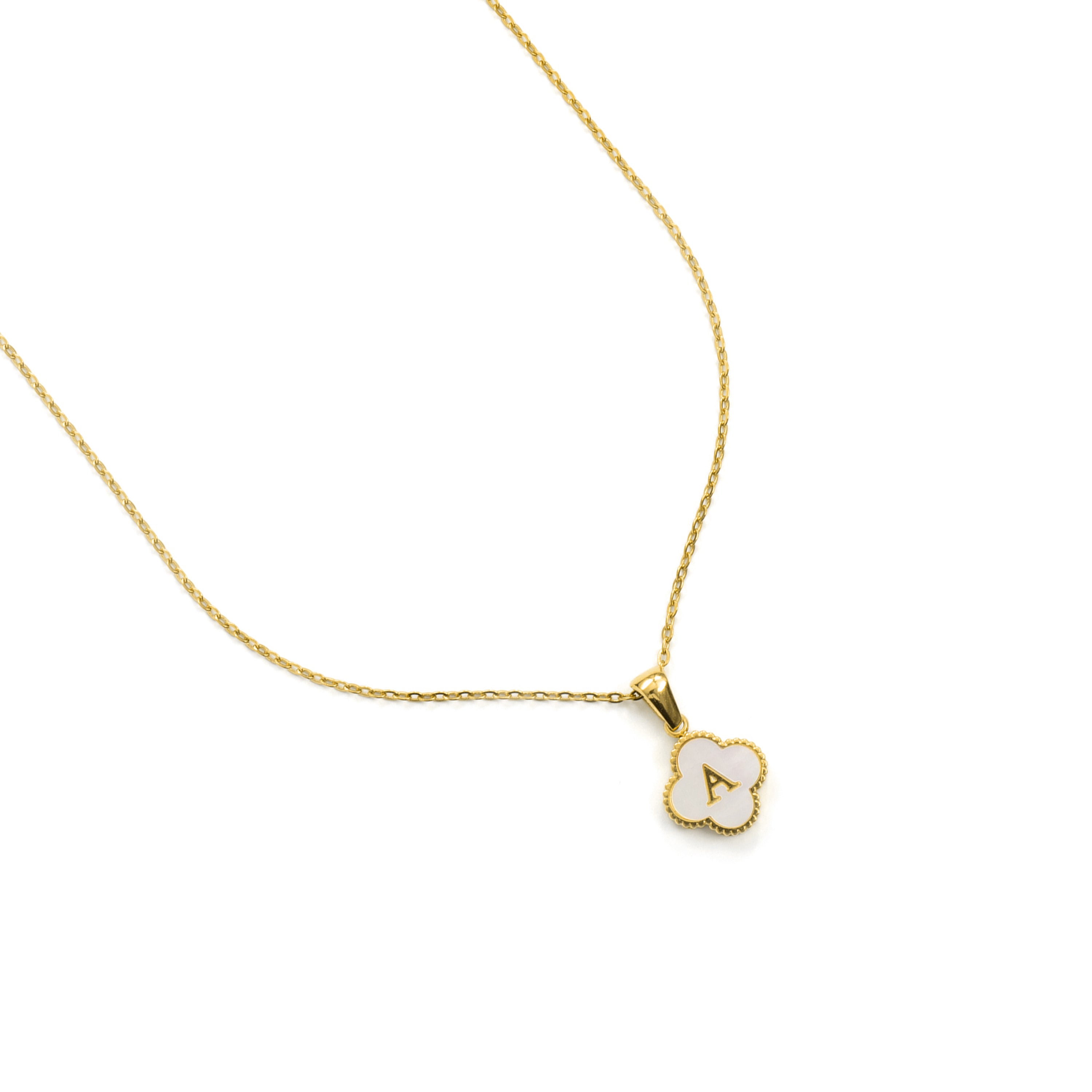 Collier en nacre blanche finition or jaune 18K - Alphabet
