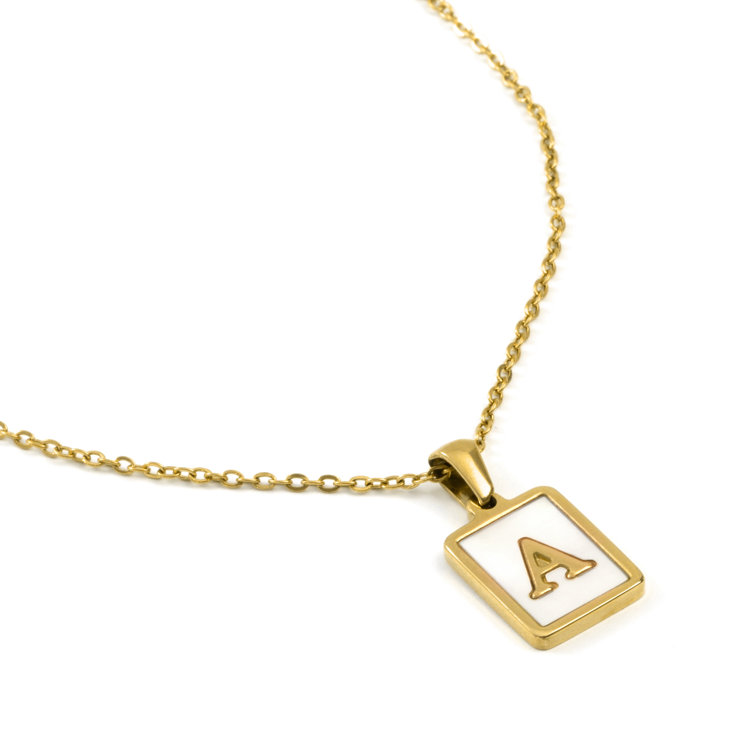 Collana in Madreperla Bianca con finitura in oro giallo 18K - Alphabet