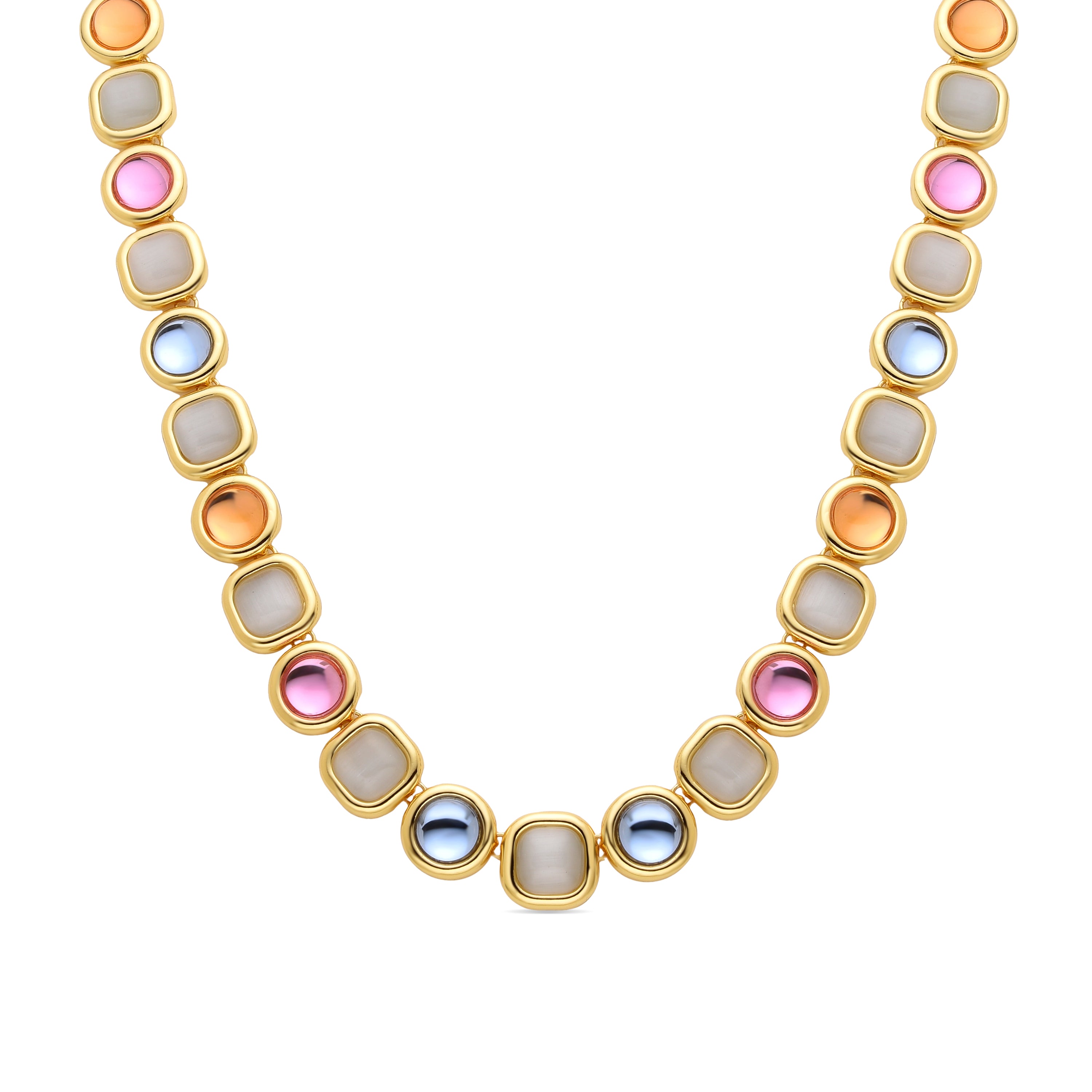 Mehrfarbige Kristallhalskette mit 18K Gelbgold-Finish - Mantis