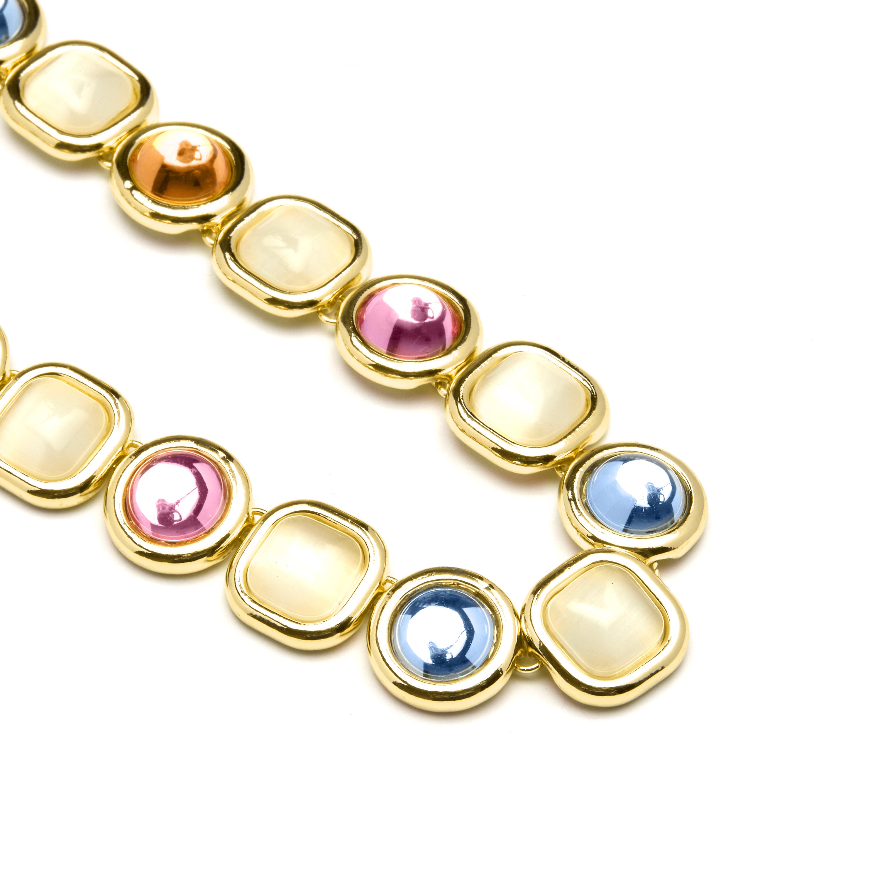 Multicolor Crystal Necklace finished in 18K yellow gold - Mantis