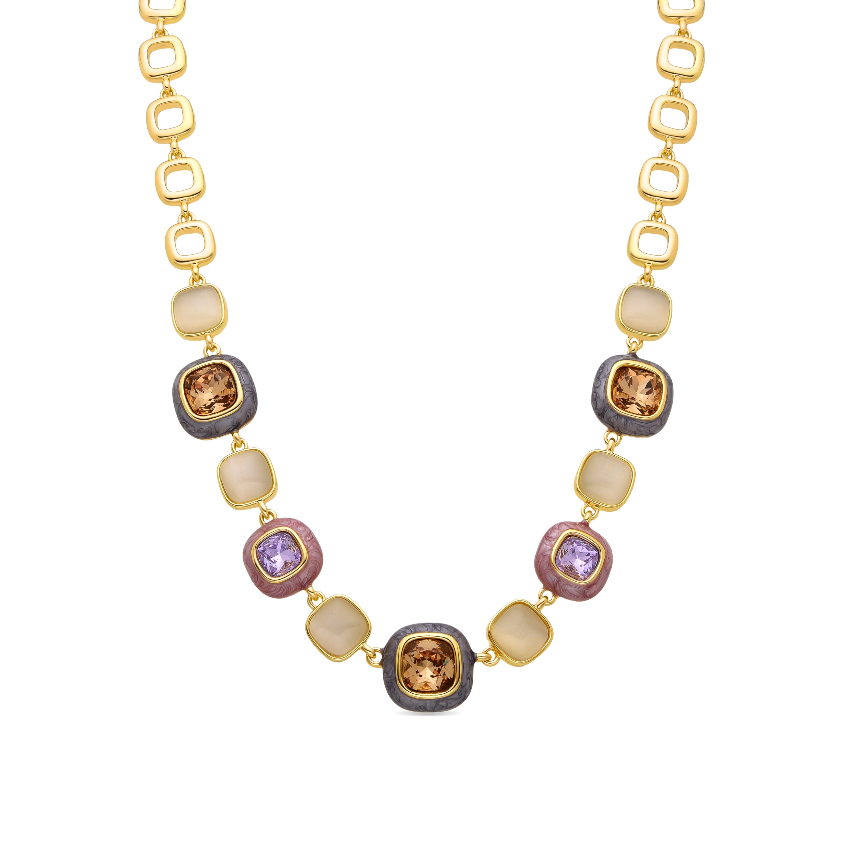 Collar de Circonita Multicolor acabado en oro amarillo 18K - Drogolo