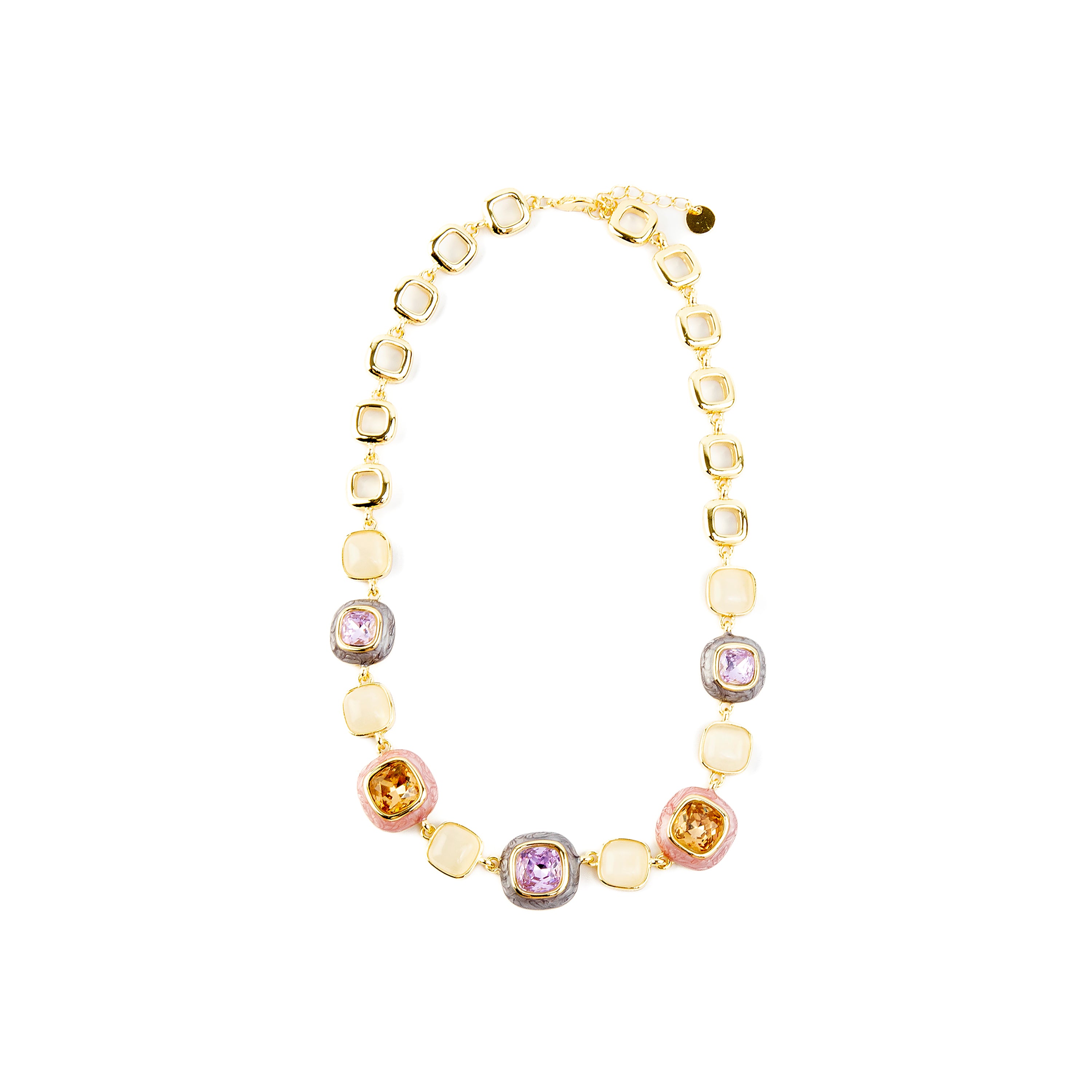 Multicolor Zirconia Necklace finished in 18K yellow gold - Drogolo