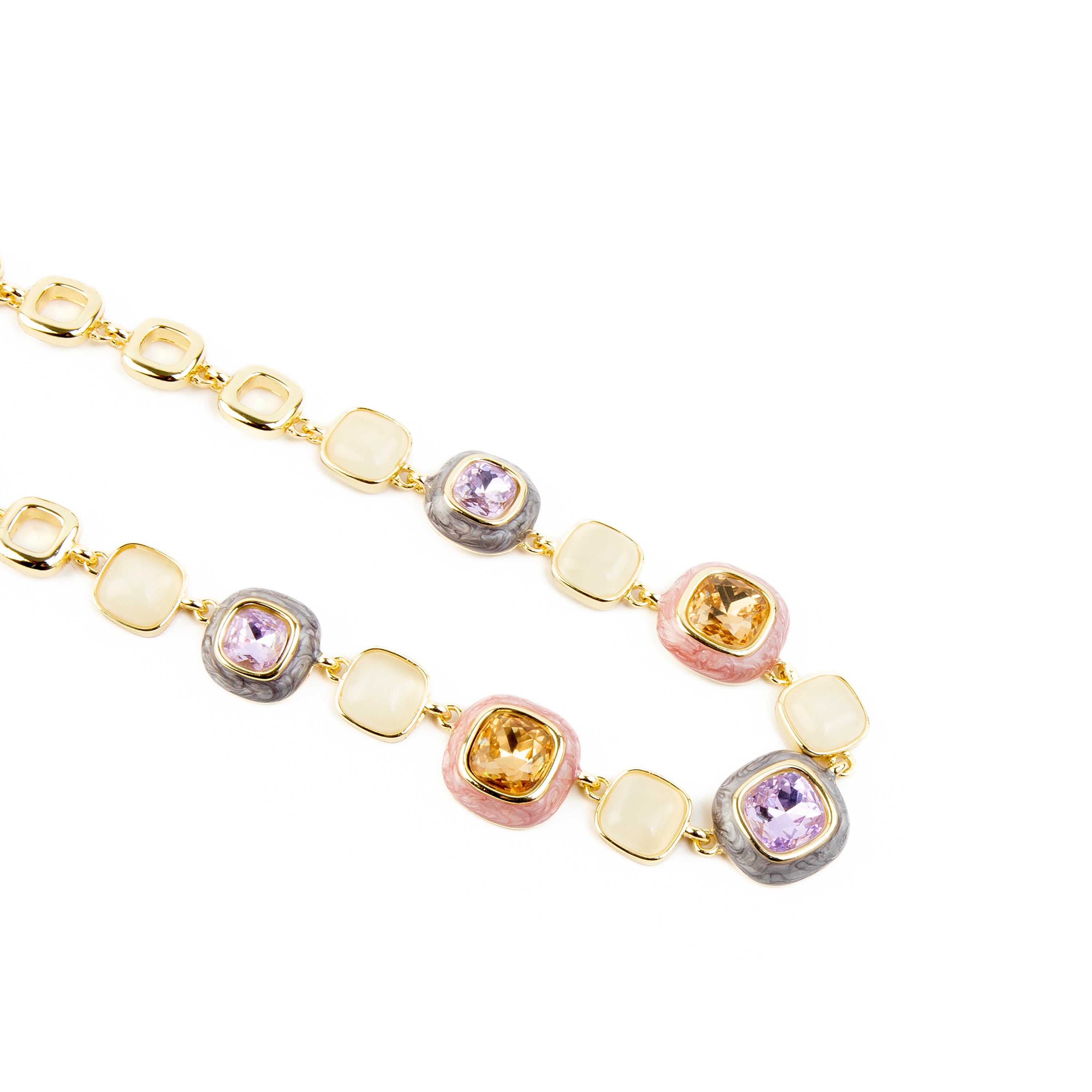 Multicolor Zirconia Necklace finished in 18K yellow gold - Drogolo