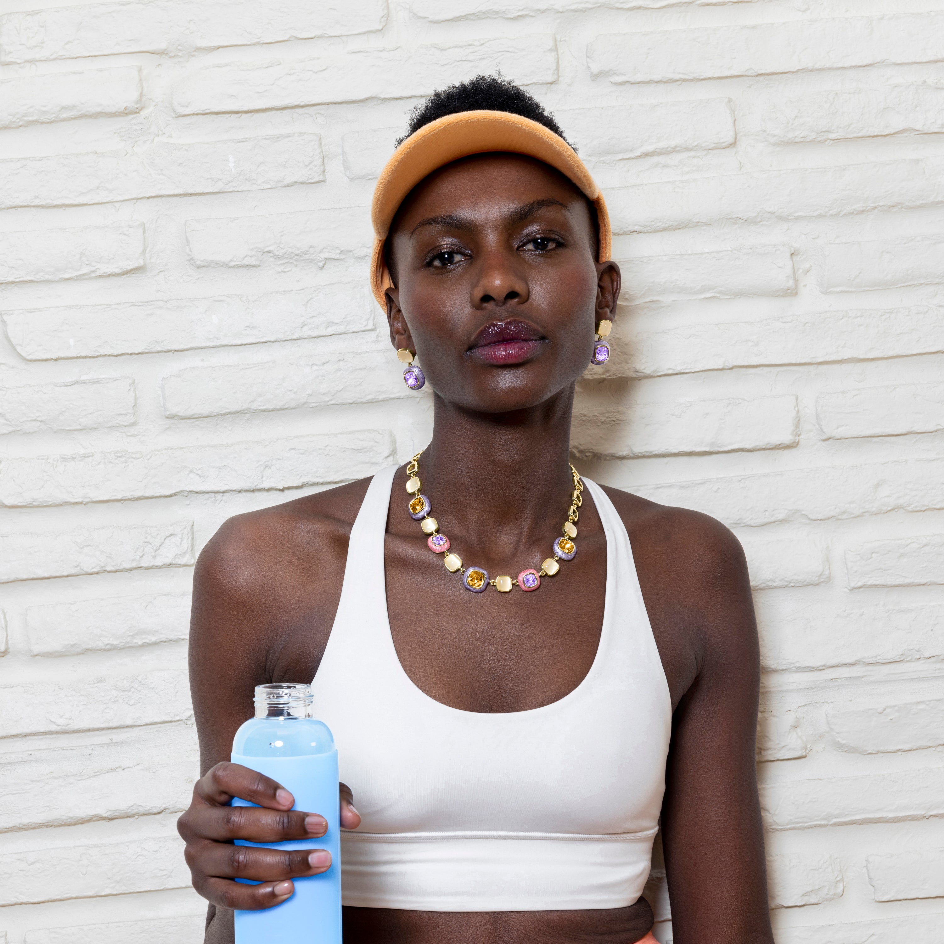 Collar de Circonita Multicolor acabado en oro amarillo 18K - Drogolo