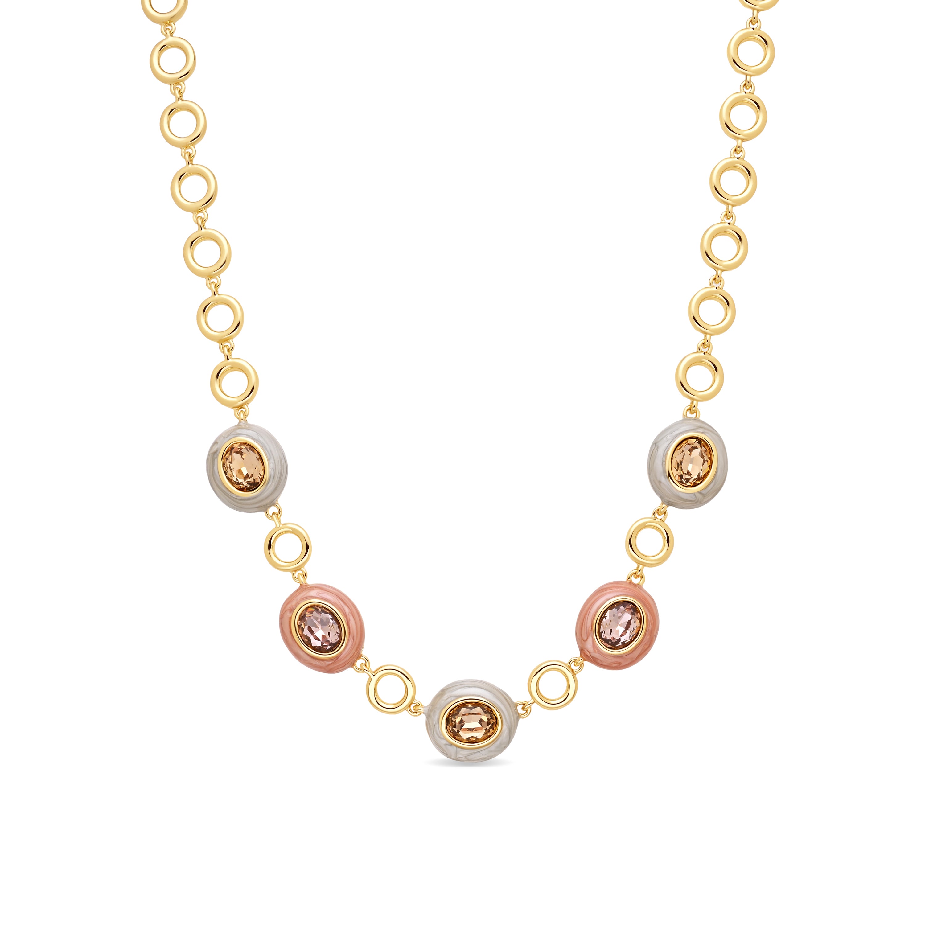 Collar de Cristal Marron acabado en oro amarillo de 18k - Amarke
