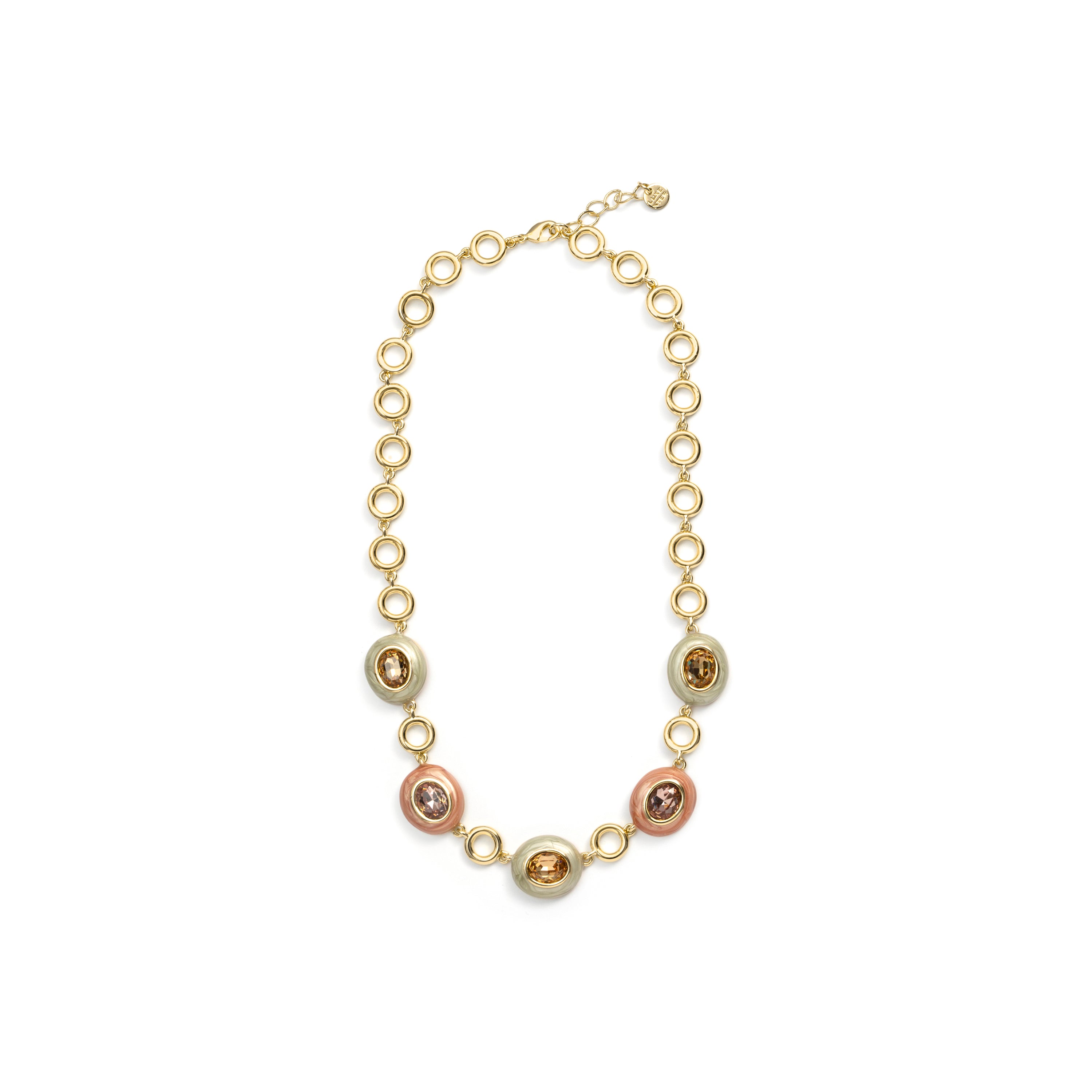 Brown Crystal Necklace finished in 18k Yellow Gold - Amarke