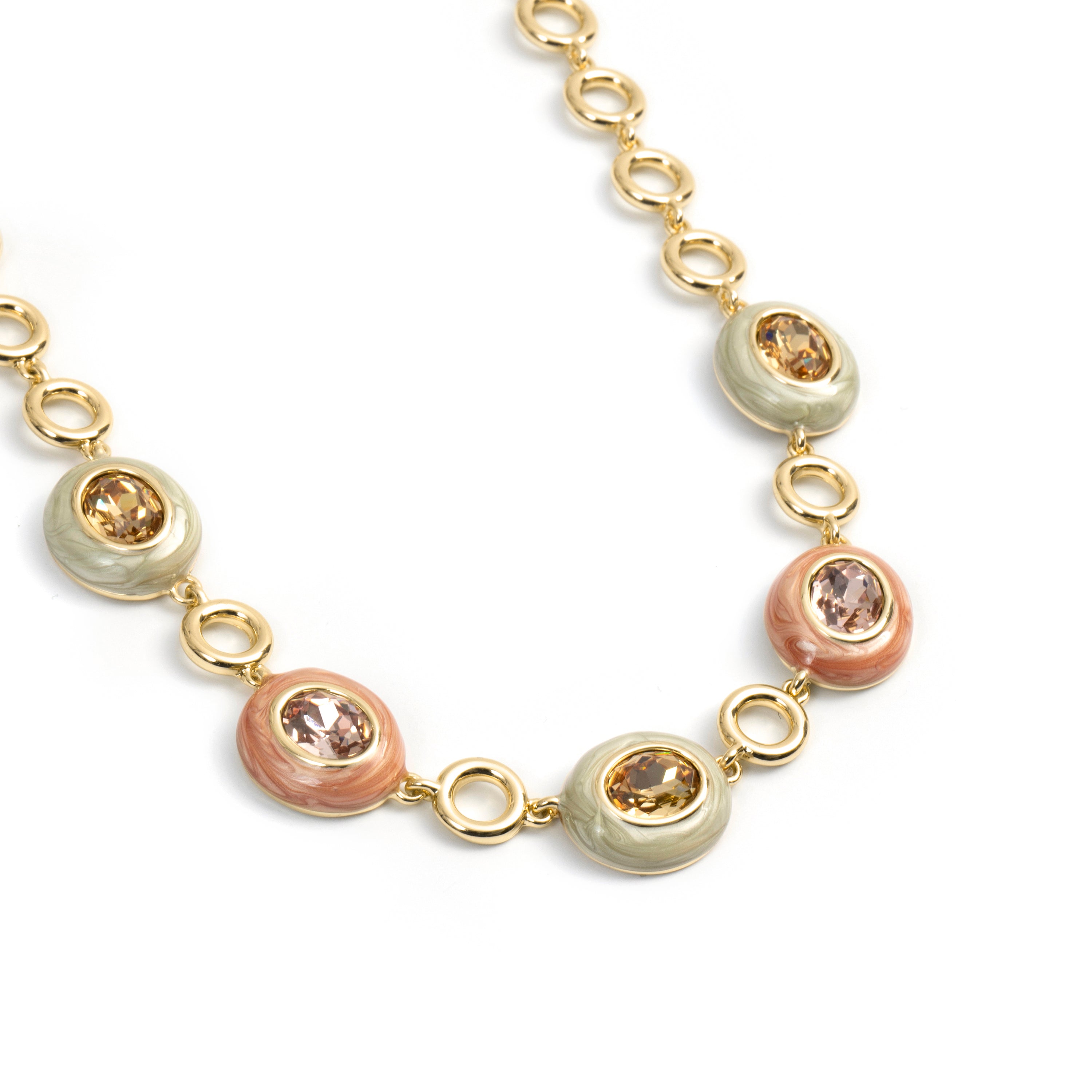 Brown Crystal Necklace finished in 18k Yellow Gold - Amarke