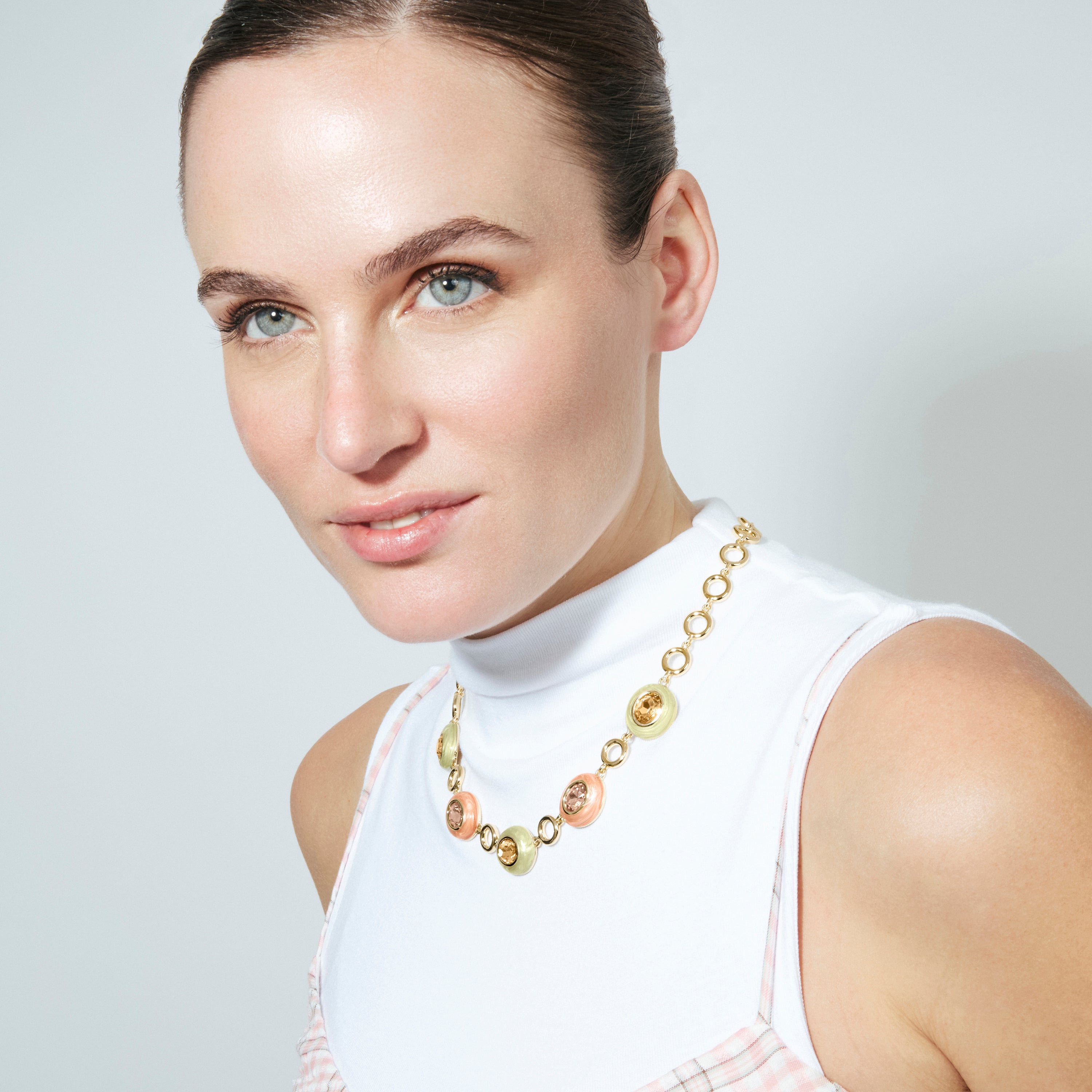 Brown Crystal Necklace finished in 18k Yellow Gold - Amarke