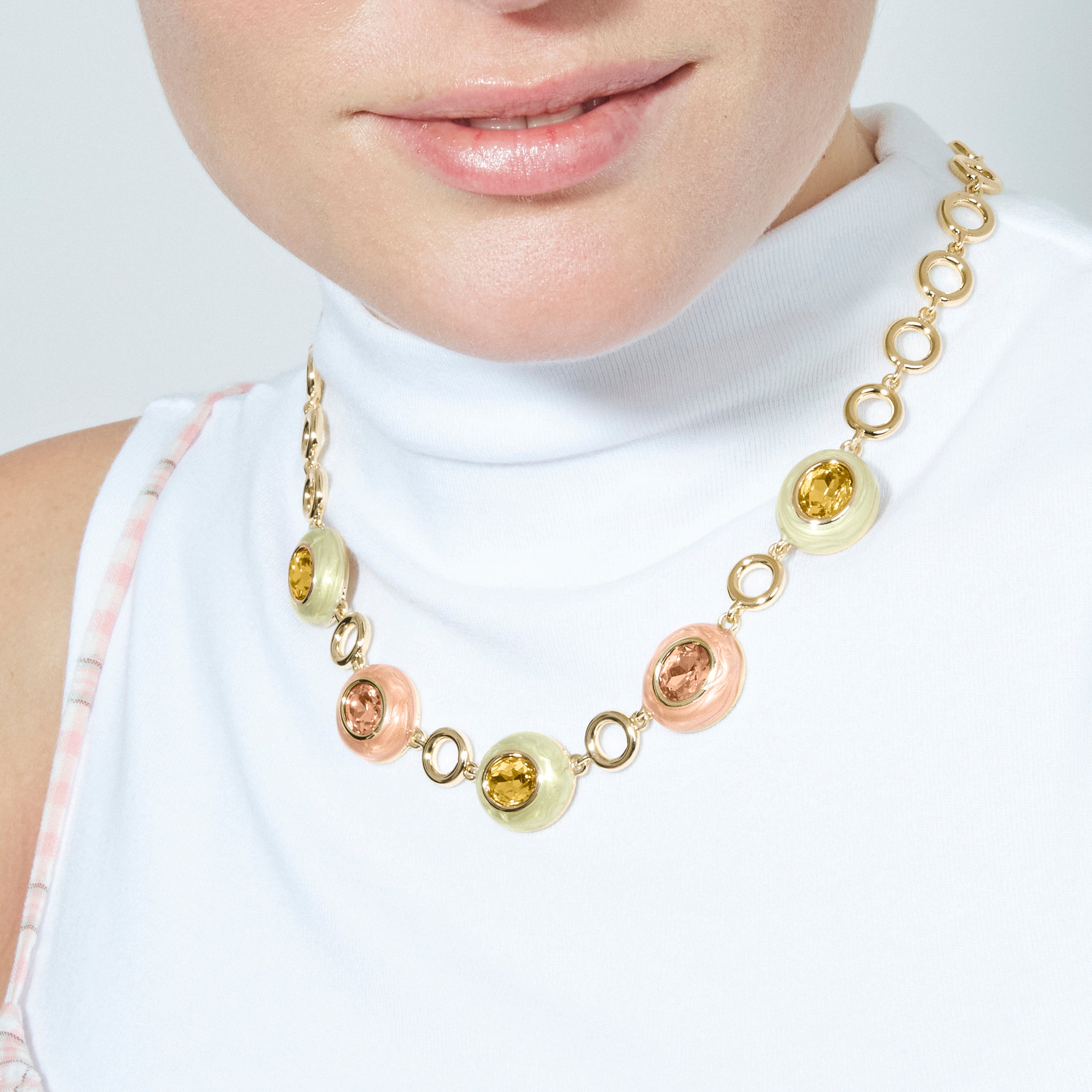 Brown Crystal Necklace finished in 18k Yellow Gold - Amarke