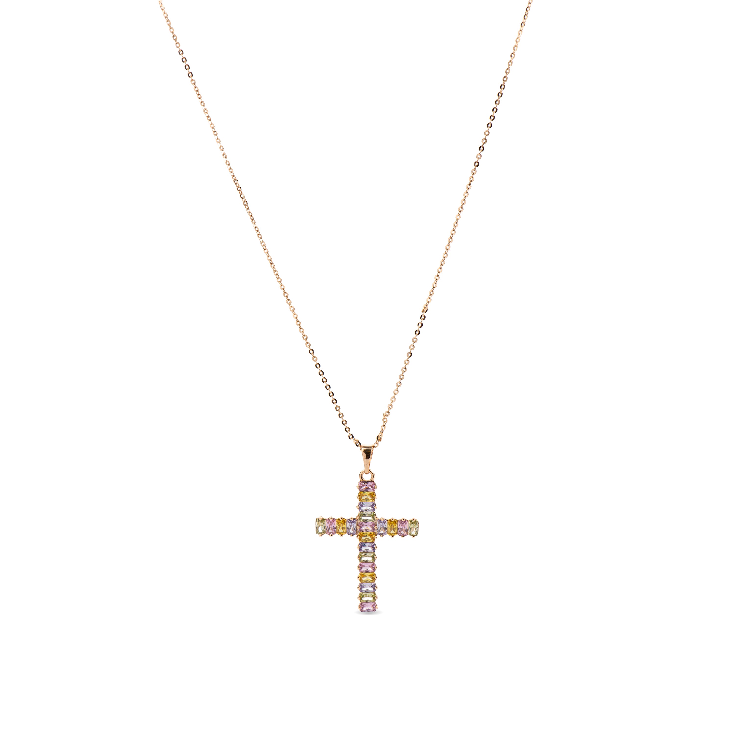 Halskette mit mehrfarbigen Zirkonia, 18k Goldfinish - Casiro