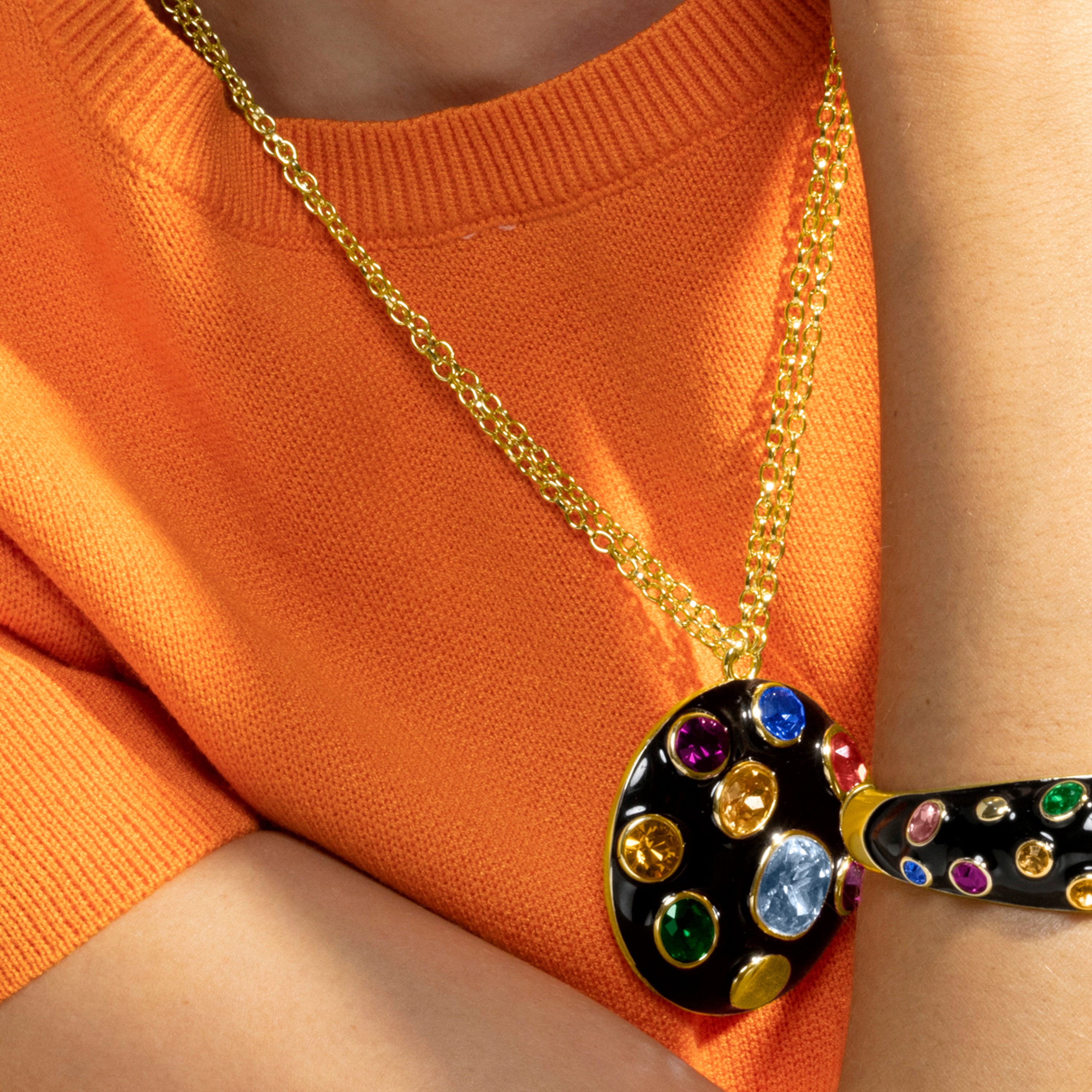 Necklace with Black Lacquer finished in 18k gold - Yever