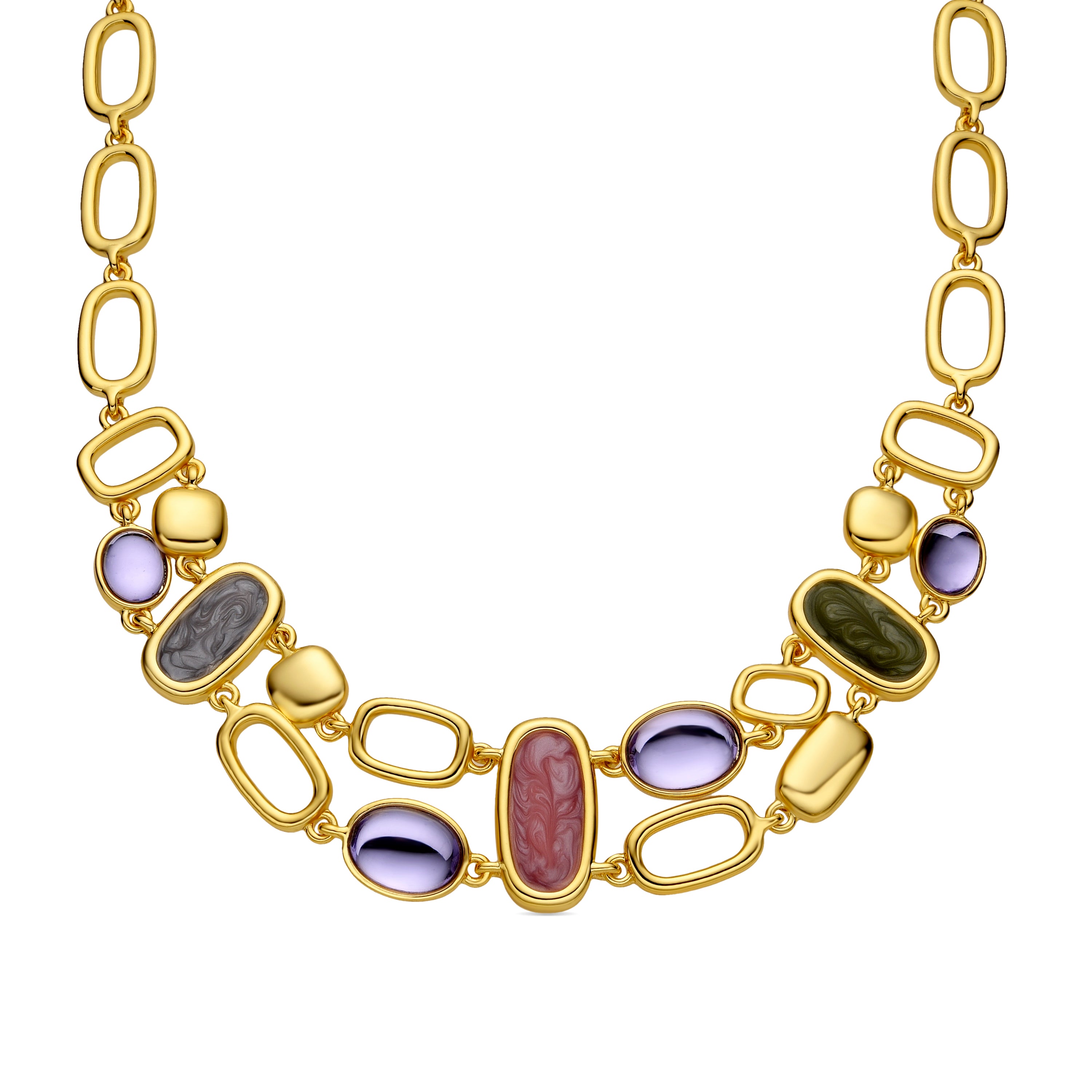 Halskette mit mehrfarbigem Lack in 18k Gold - Laido