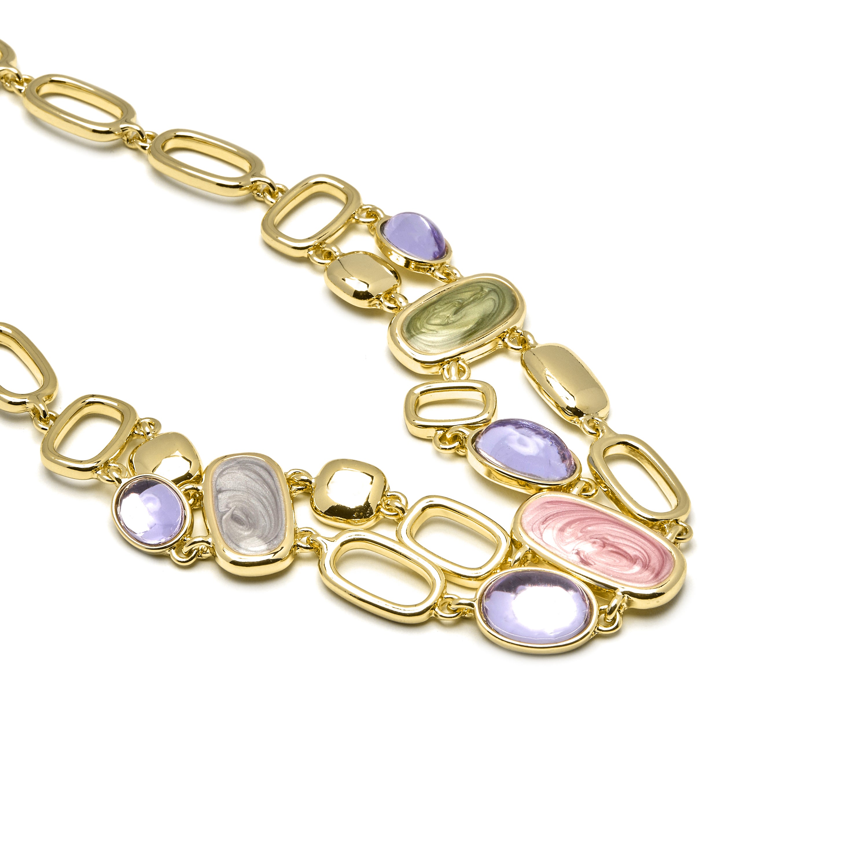 Halskette mit mehrfarbigem Lack in 18k Gold - Laido
