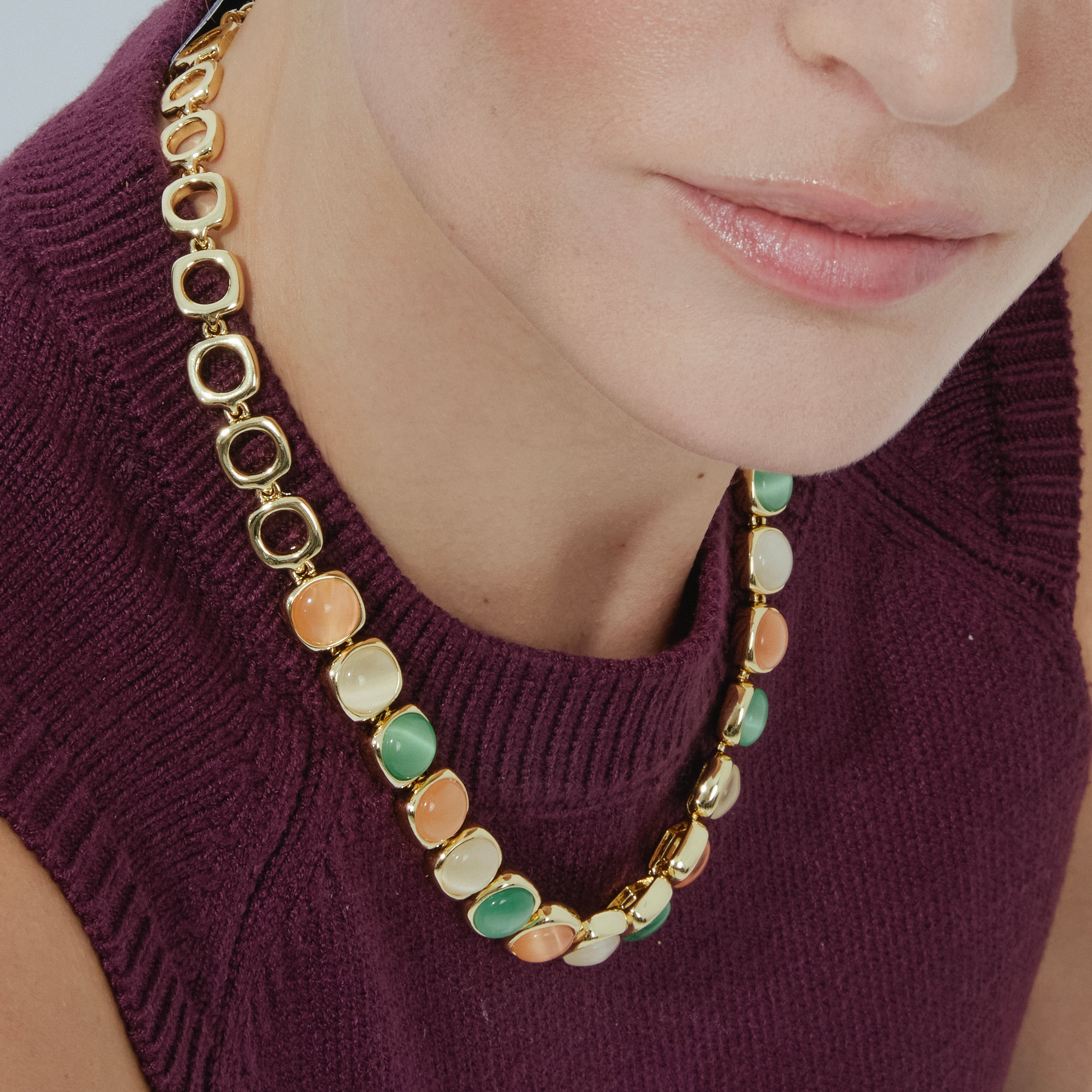 Collar con Ojo de Gato Multicolor acabado oro 18k - Shureo