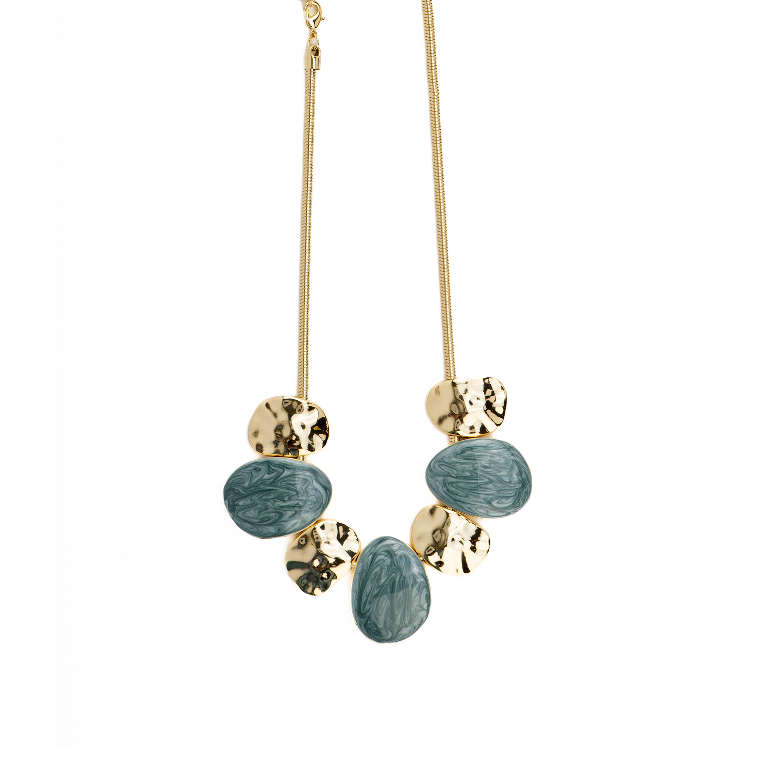 Collar with Blue Lacquer finished in 18k gold - Gori