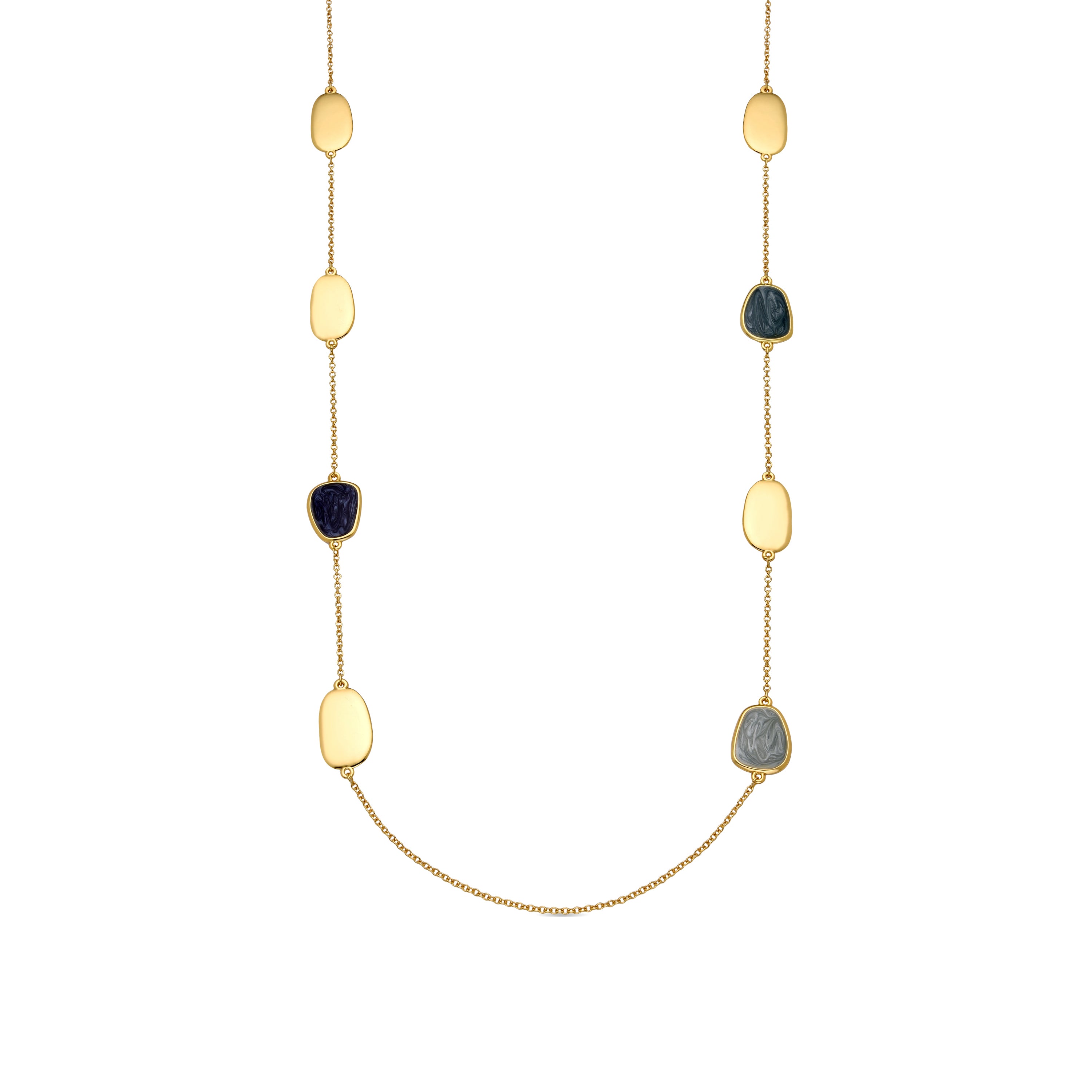 Colar com lacado azul acabamento em ouro 18k - Talyu