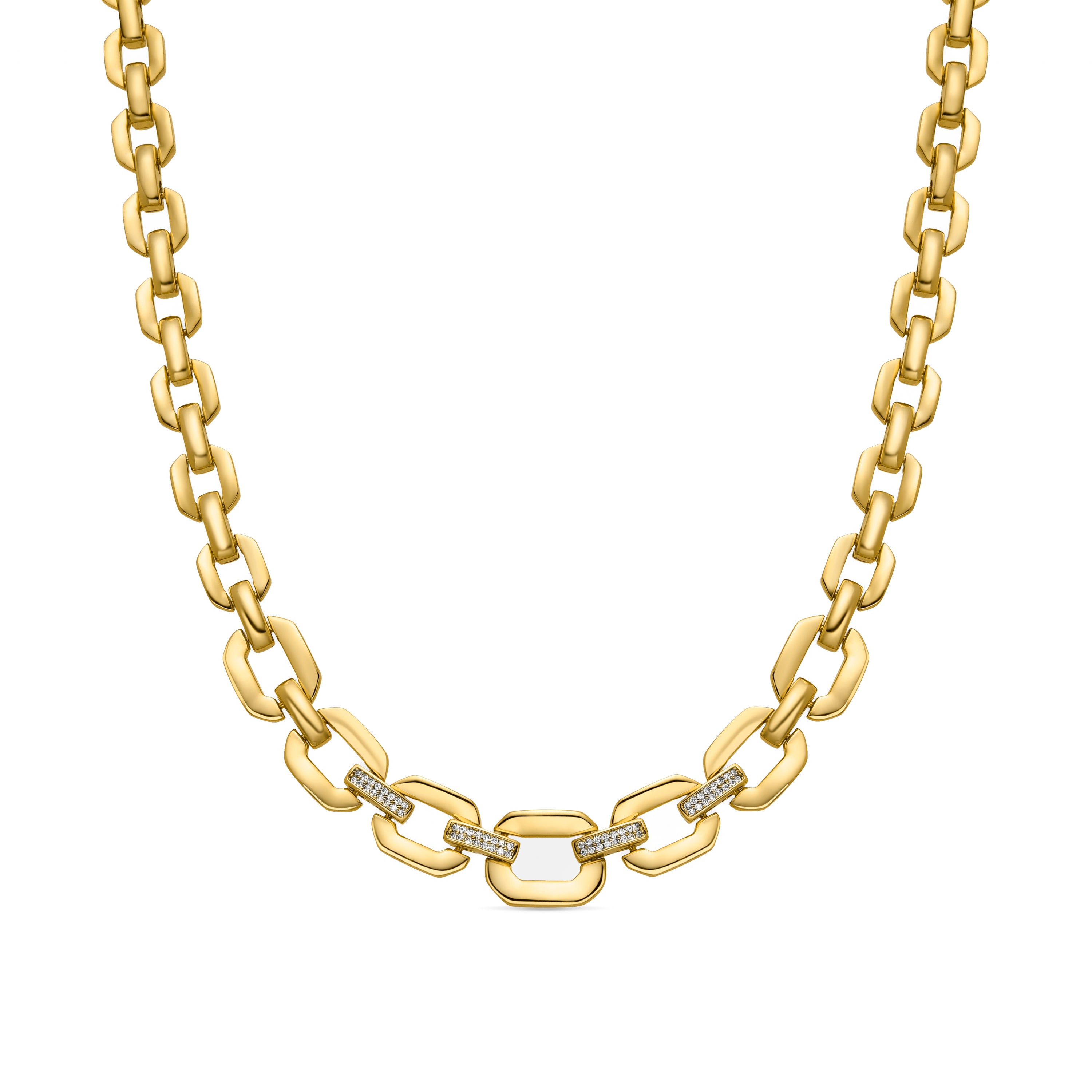 Halskette mit glänzendem Zirkonia, 18k Gold-Finish - Wigne