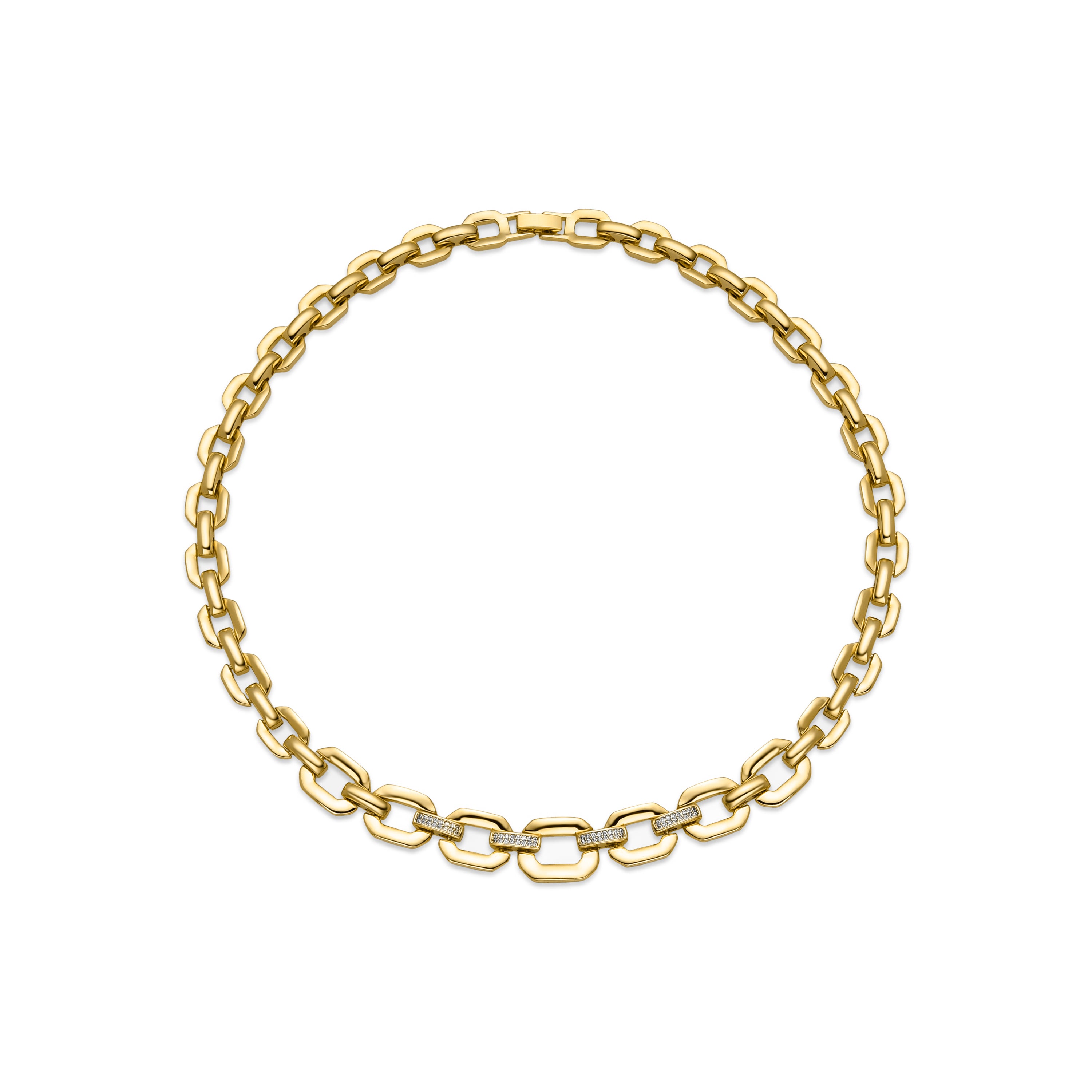 Halskette mit glänzendem Zirkonia, 18k Gold-Finish - Wigne