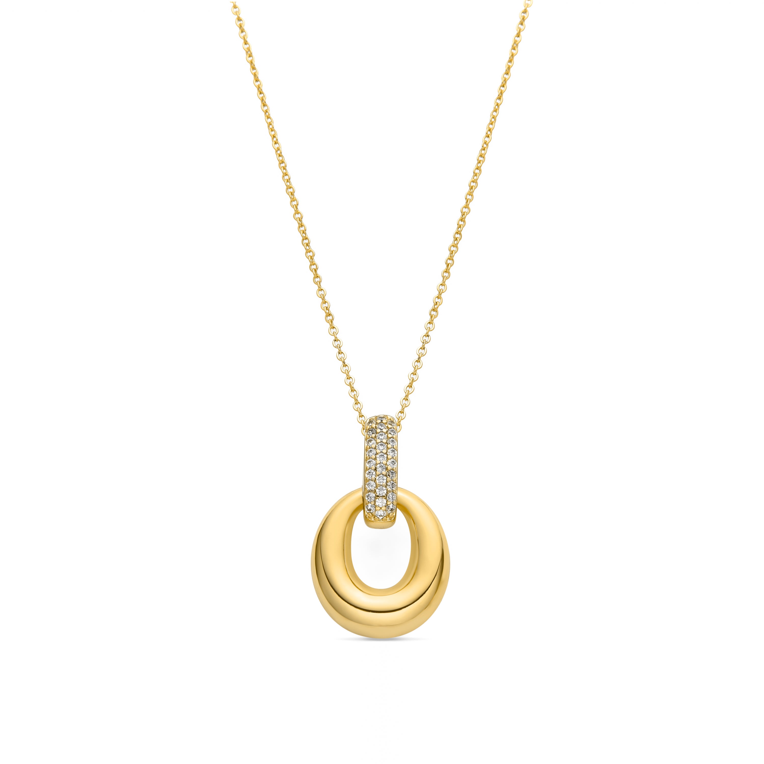 Halskette mit glänzendem Zirkonia, 18k Gold-Finish - Pakki