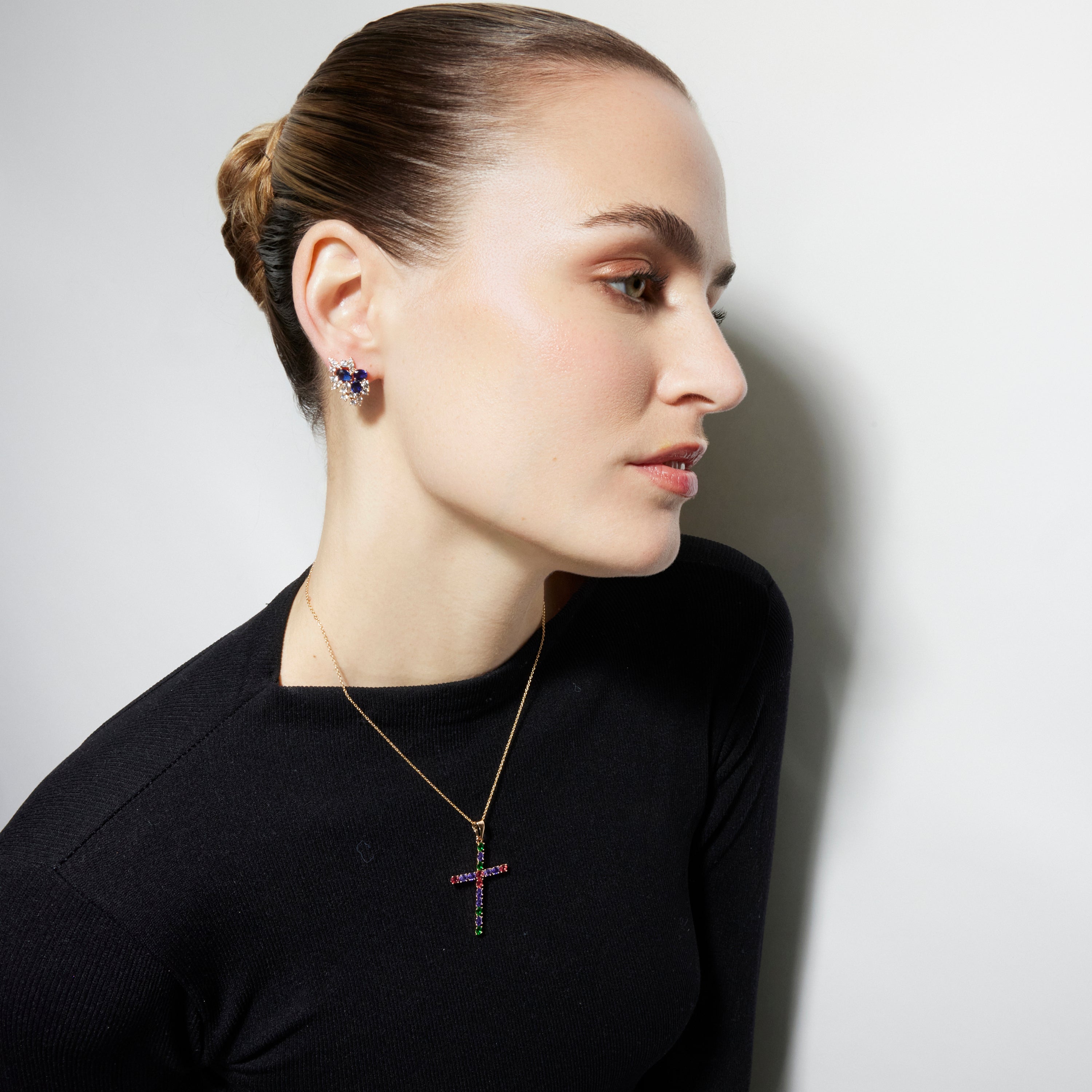 Colar com Zircónia Multicolor acabamento em ouro 18k - Serox