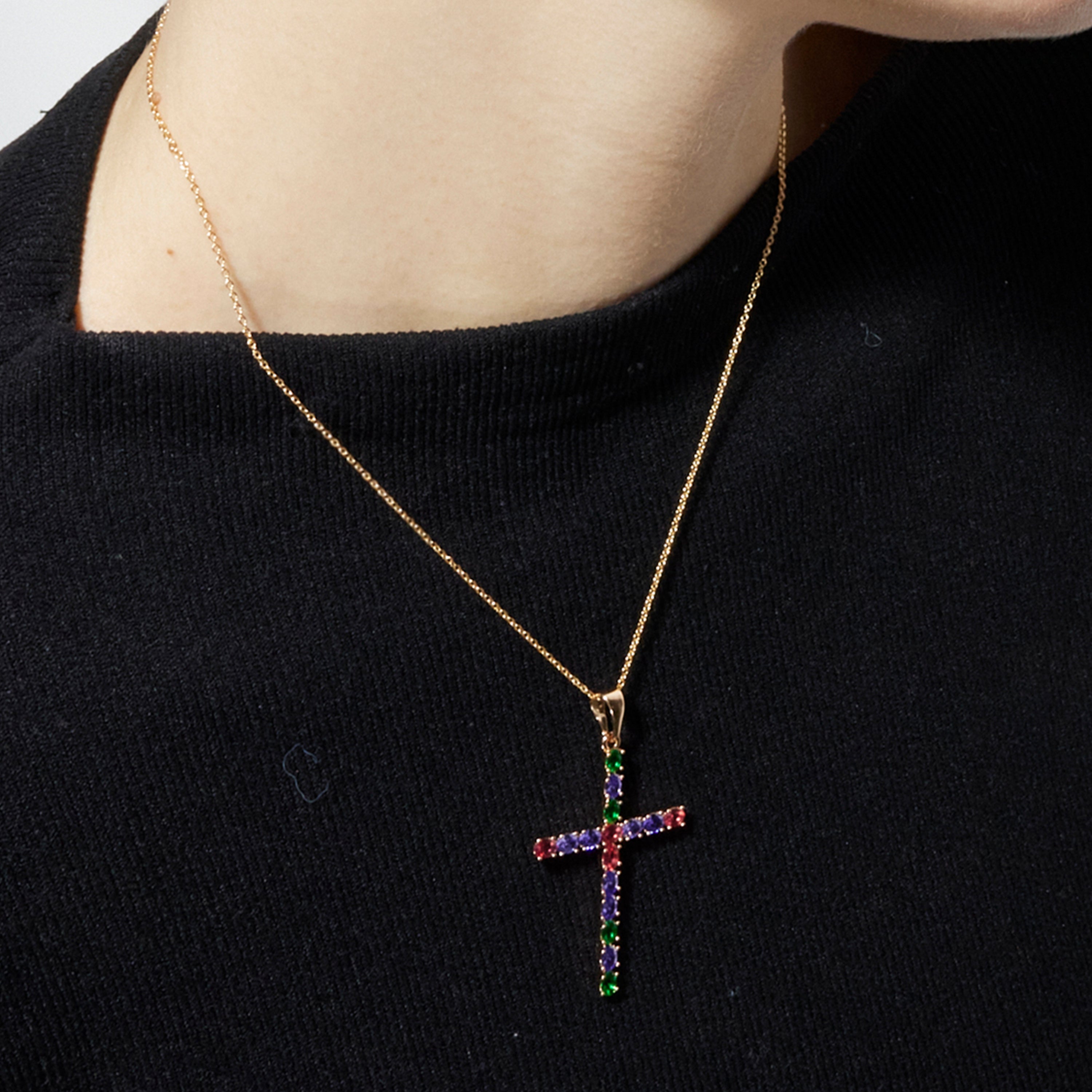 Colar com Zircónia Multicolor acabamento em ouro 18k - Serox