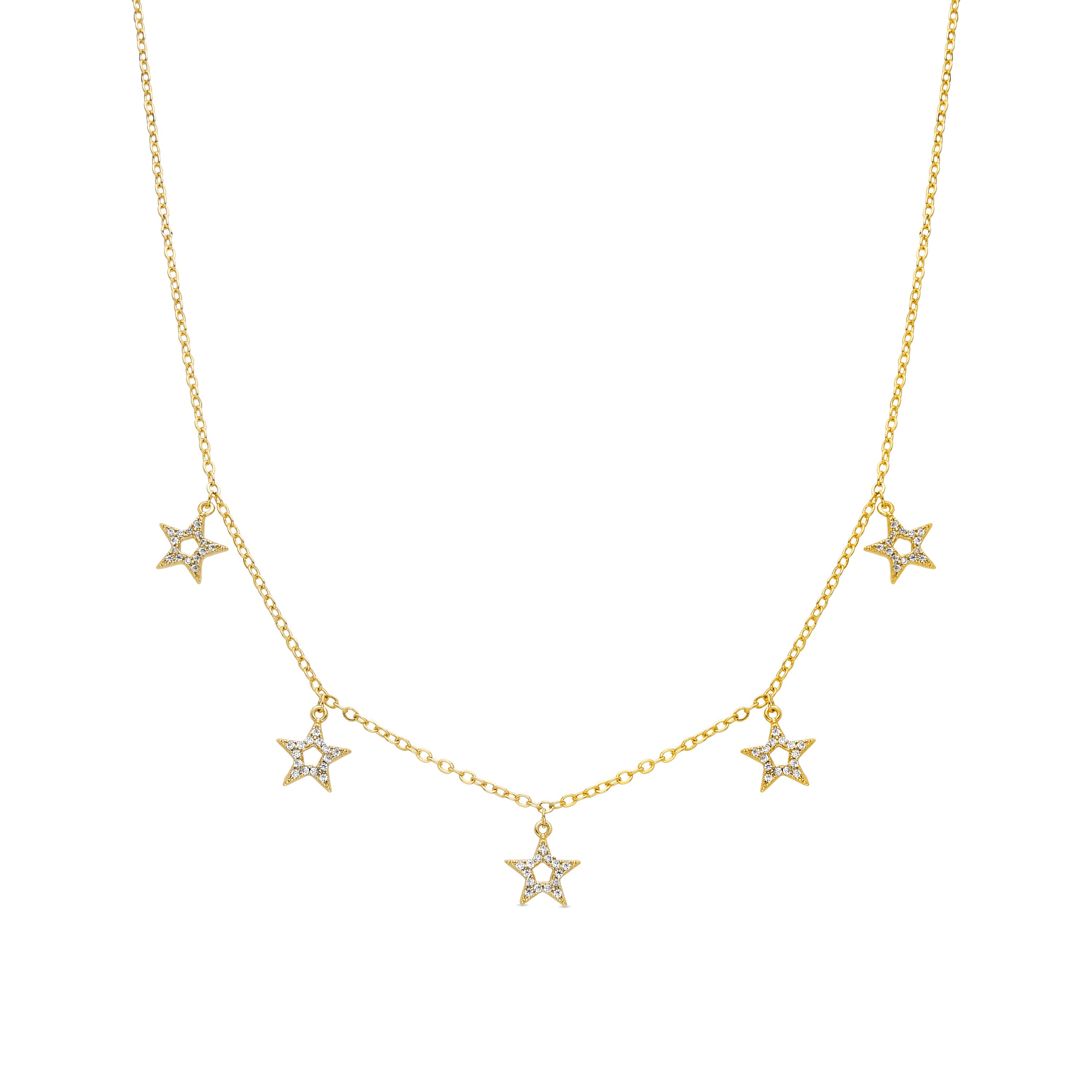 Necklace with Brilliant Zirconia finished in 18k gold - Zeam