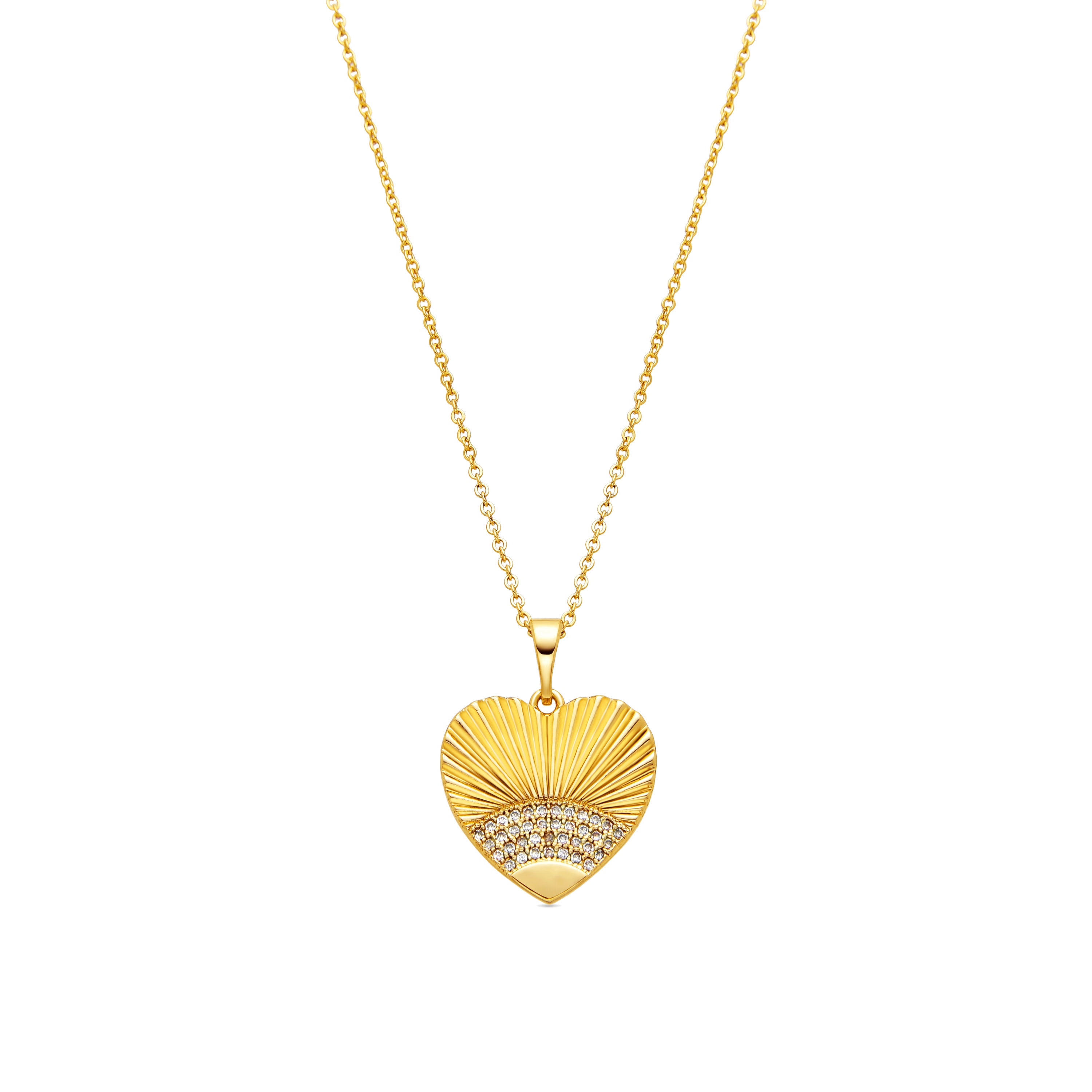 Necklace with Brilliant Zirconia finished in 18k gold - Emmu