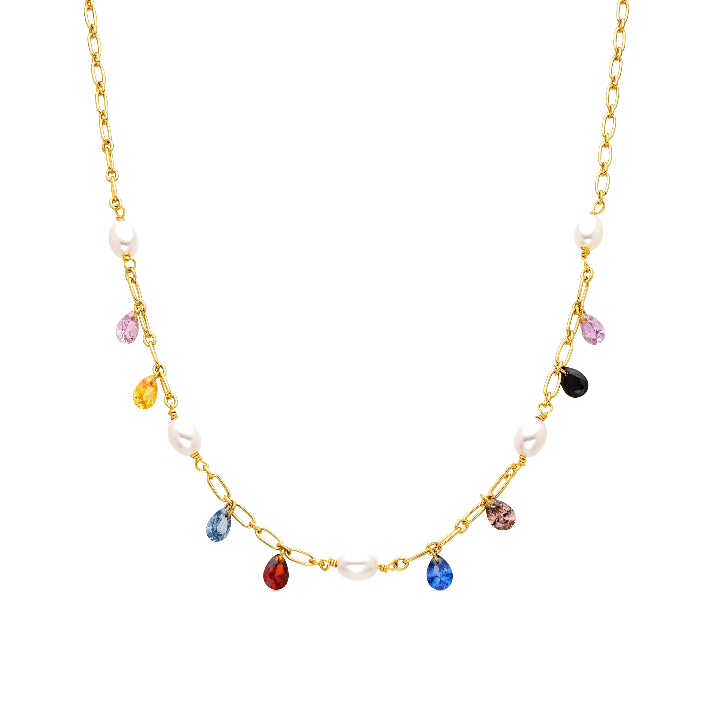 Halskette mit weißer Perle, 18k Gold-Finish - Lalxy