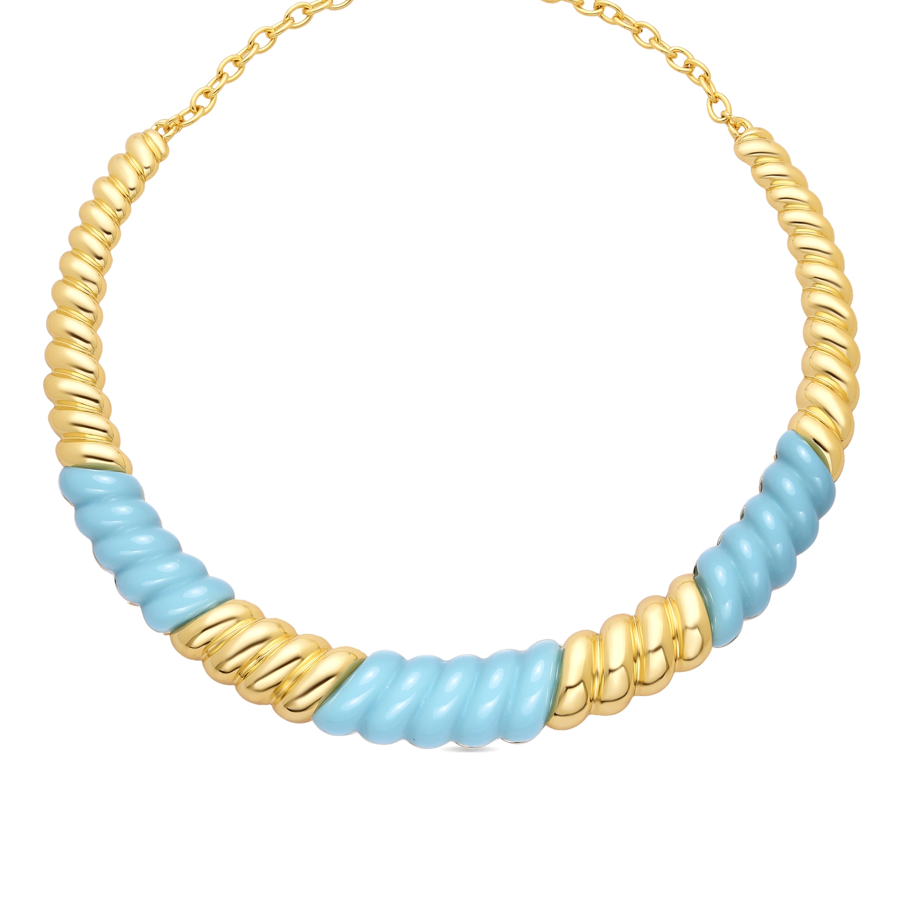 Collar acabado oro amarillo de 18k y Resina Azul - Rawil