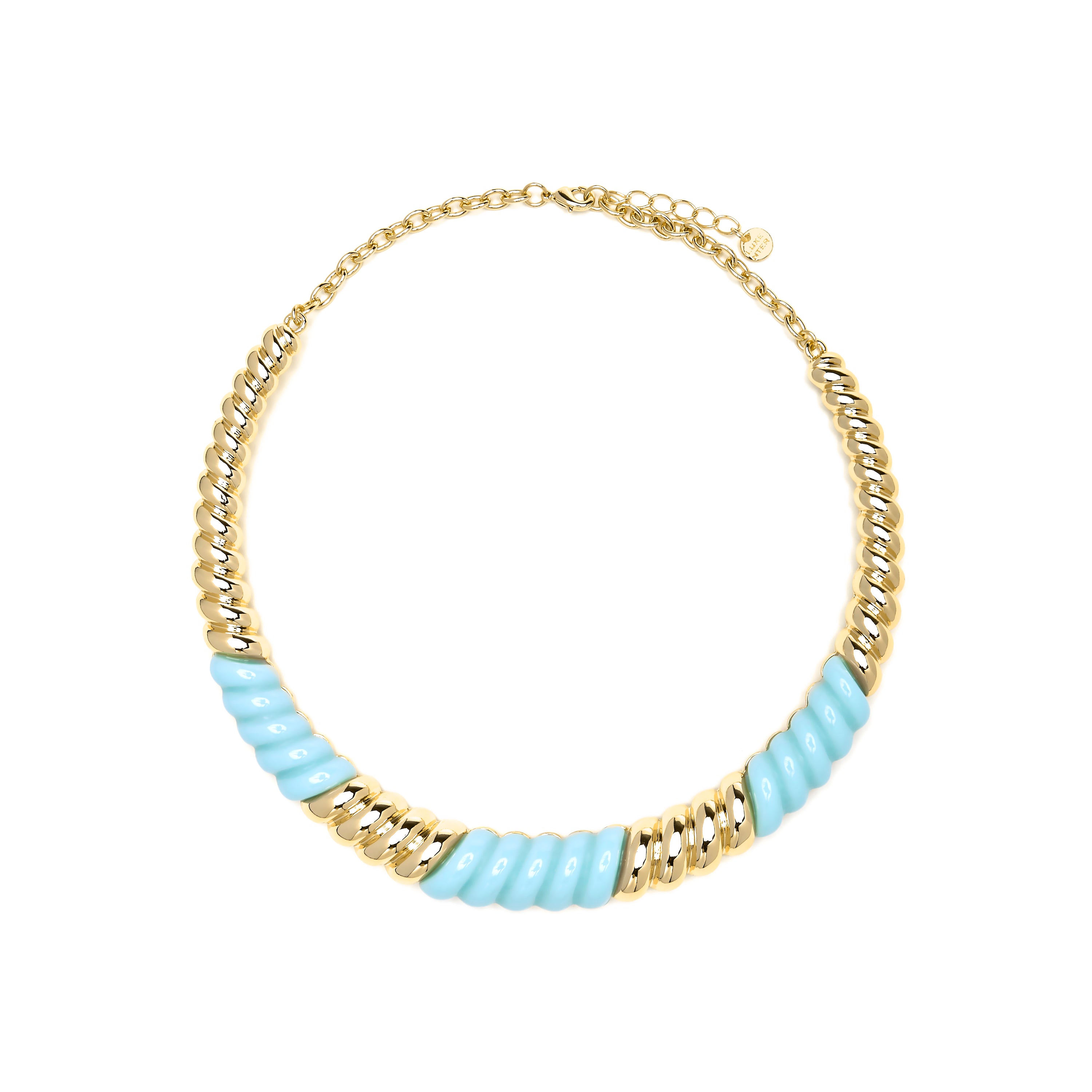 18k Yellow Gold Finished Necklace and Blue Resin - Rawil