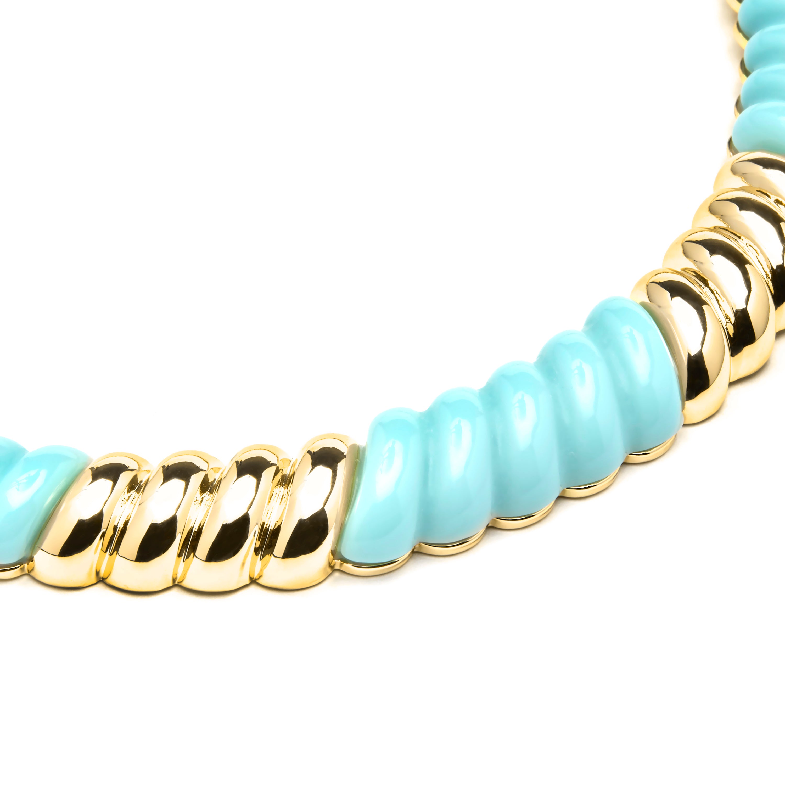 18k Yellow Gold Finished Necklace and Blue Resin - Rawil