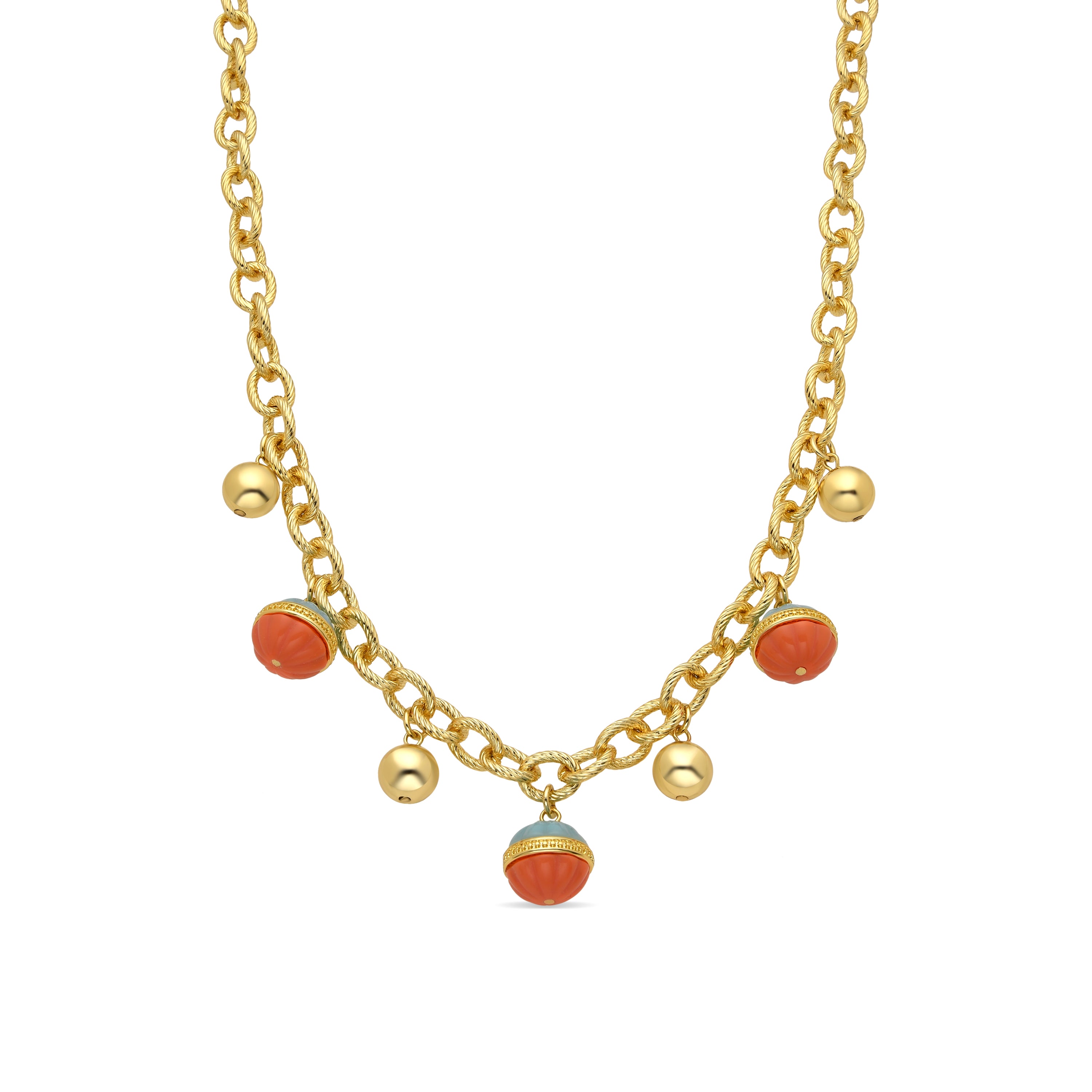 Collier Derko en résine multicolore finition or jaune 18k