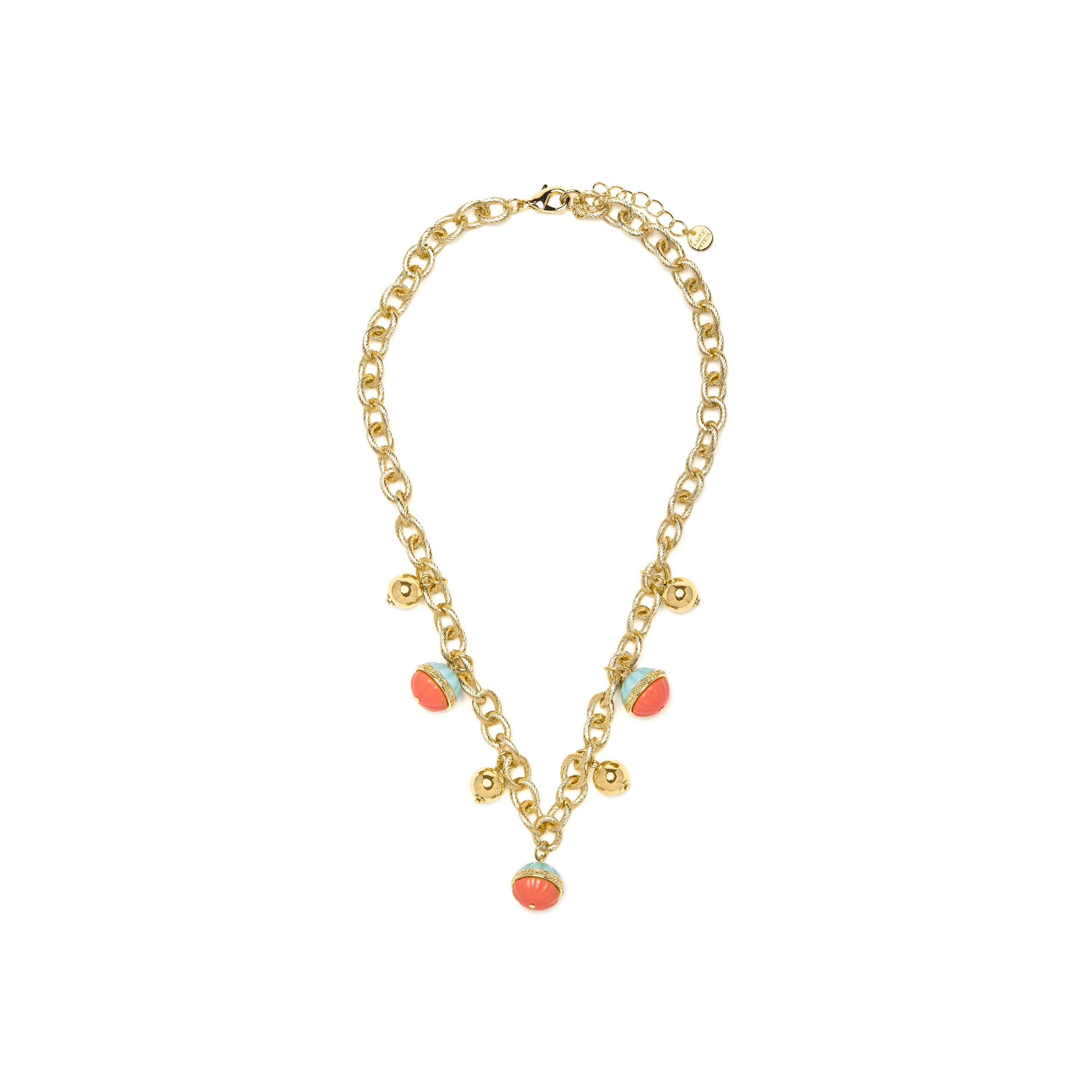 Collier Derko en résine multicolore finition or jaune 18k