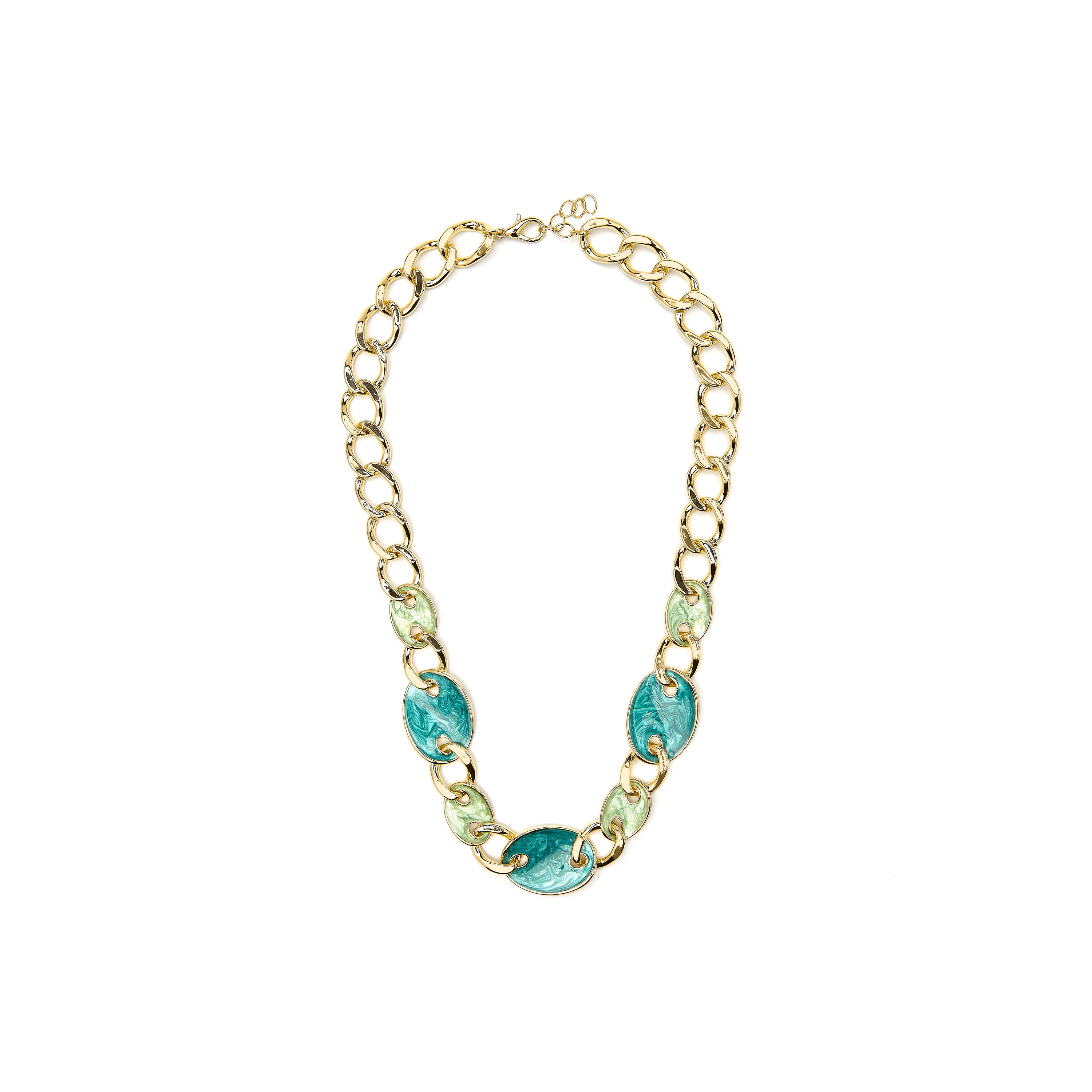 18k Yellow Gold Finished Necklace and Blue Lacquer - Makan