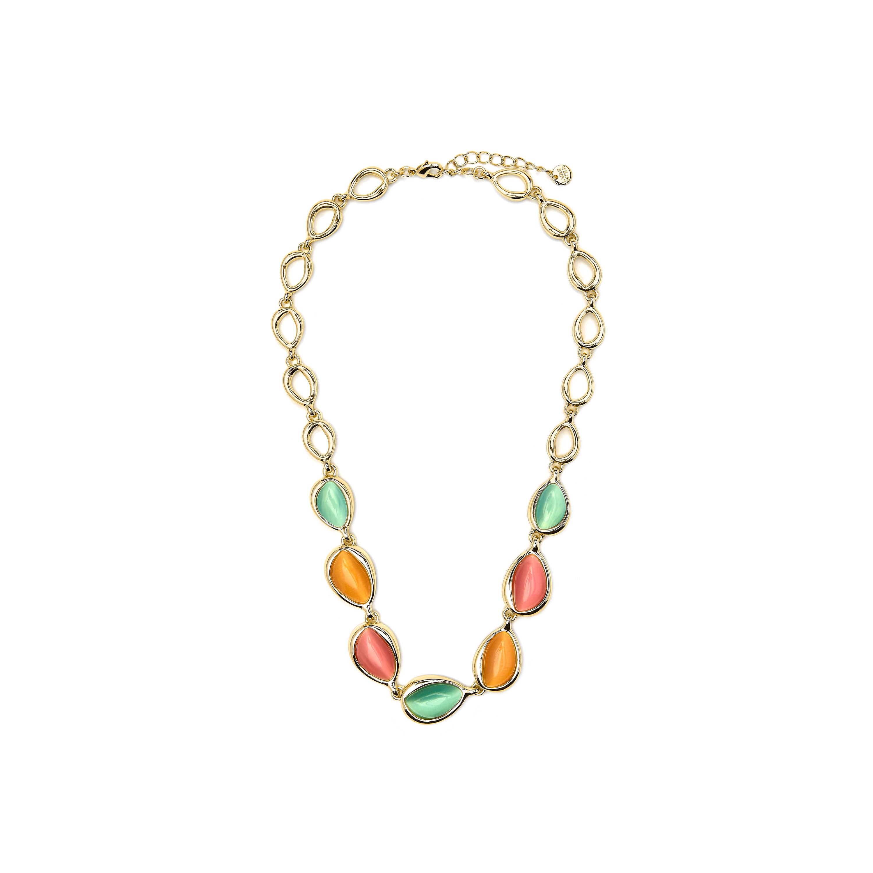 Colar acabado em ouro amarelo de 18k e Olho de Gato Multicolor - Dulfo