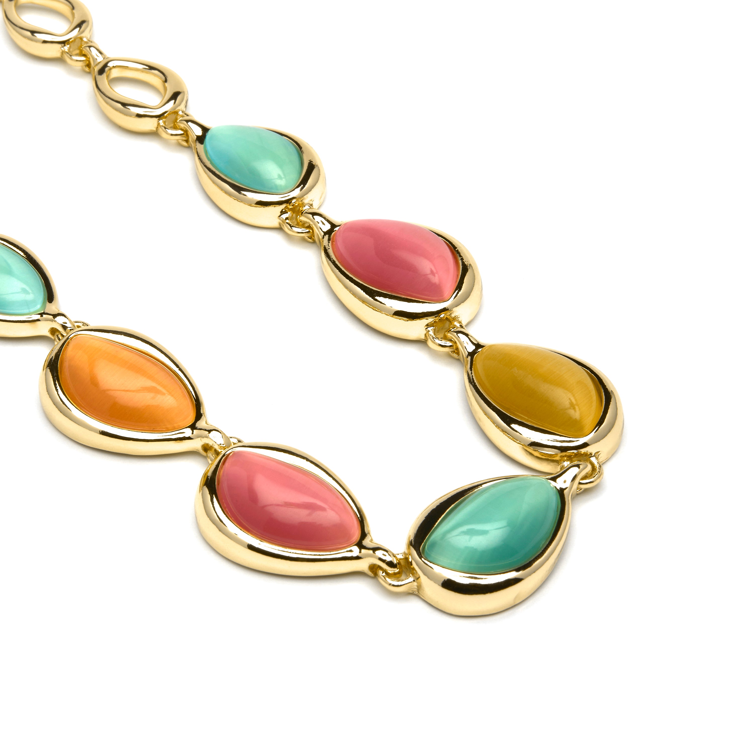 Colar acabado em ouro amarelo de 18k e Olho de Gato Multicolor - Dulfo