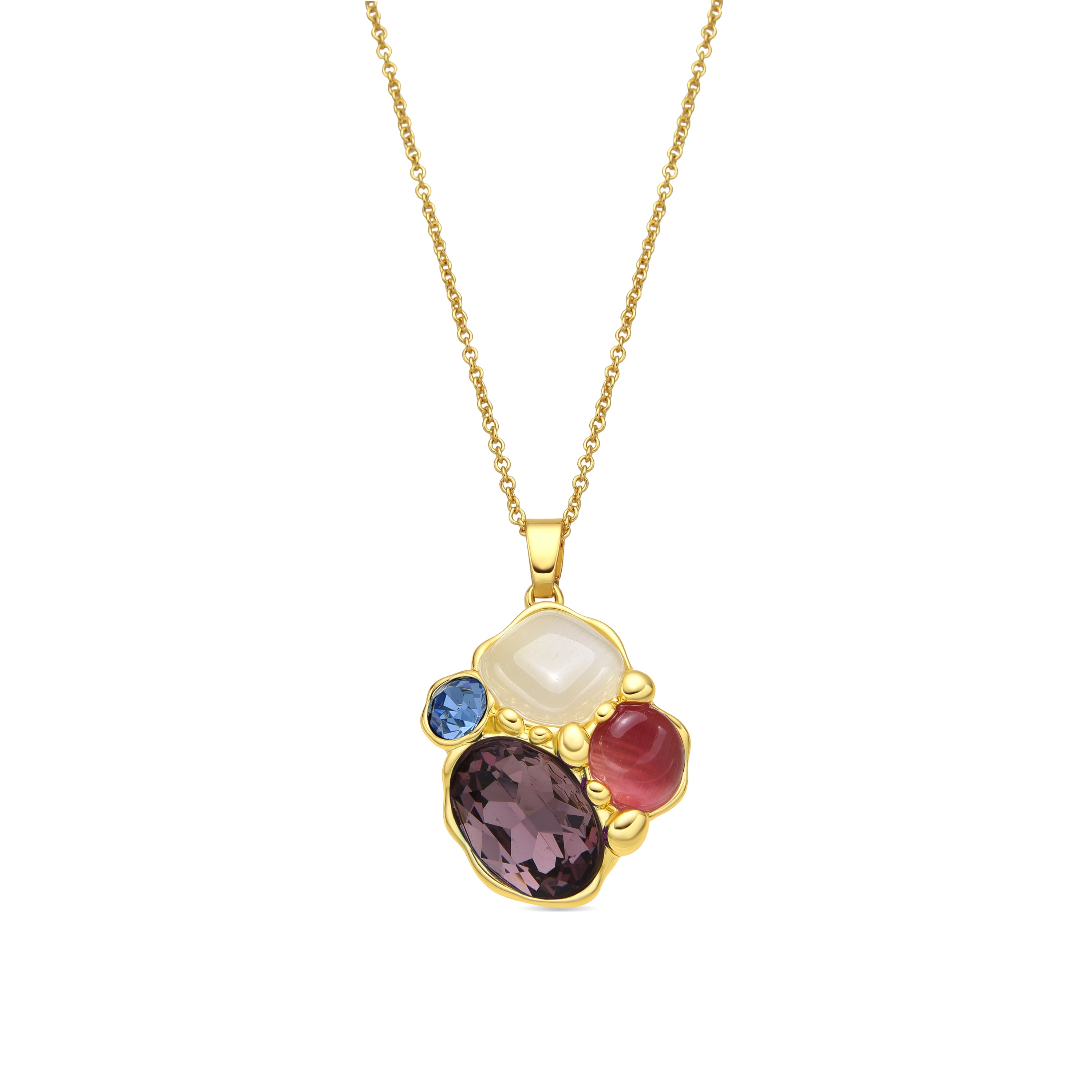 18k Yellow Gold Finished Necklace with Purple Crystal - Nedla