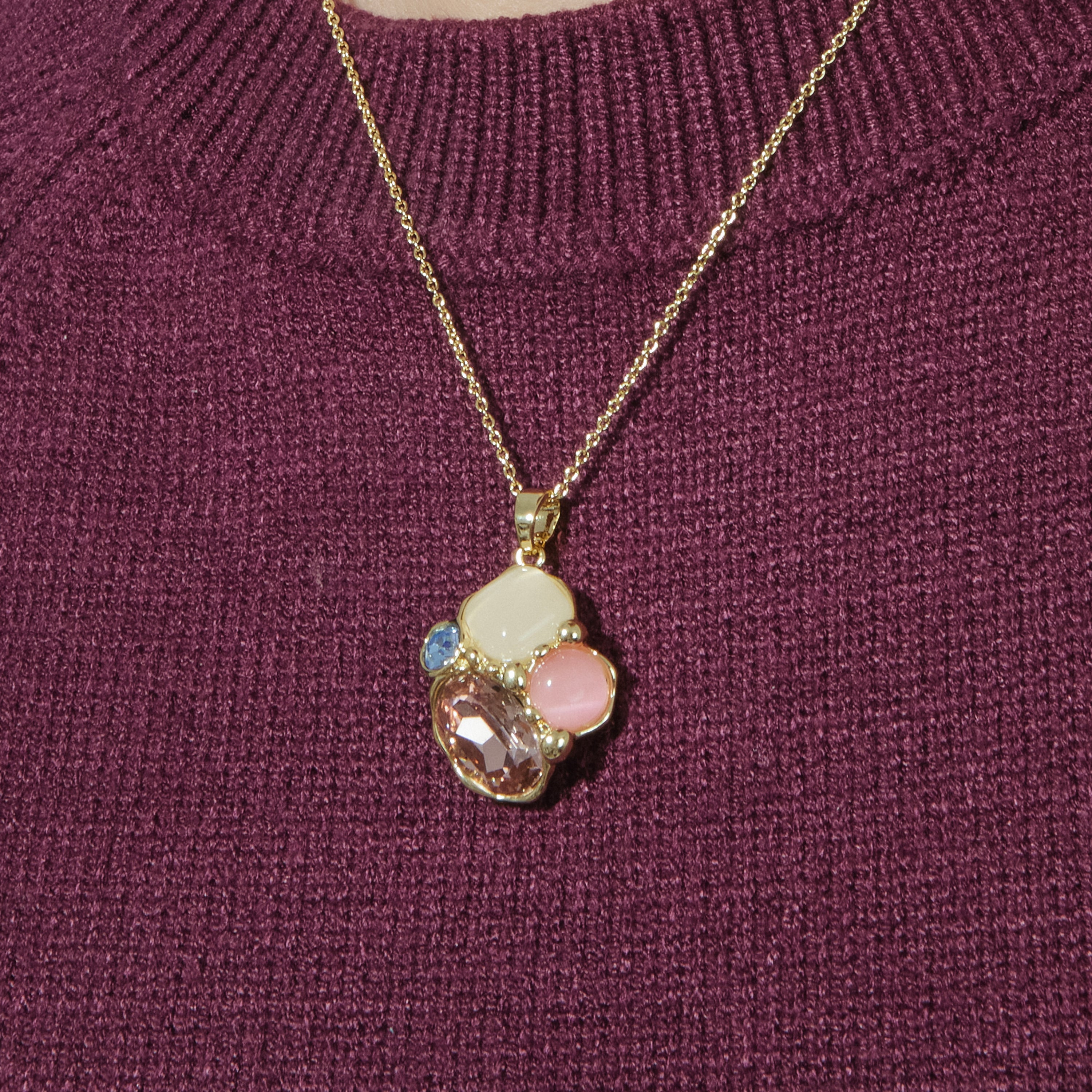 18k Yellow Gold Finished Necklace with Purple Crystal - Nedla