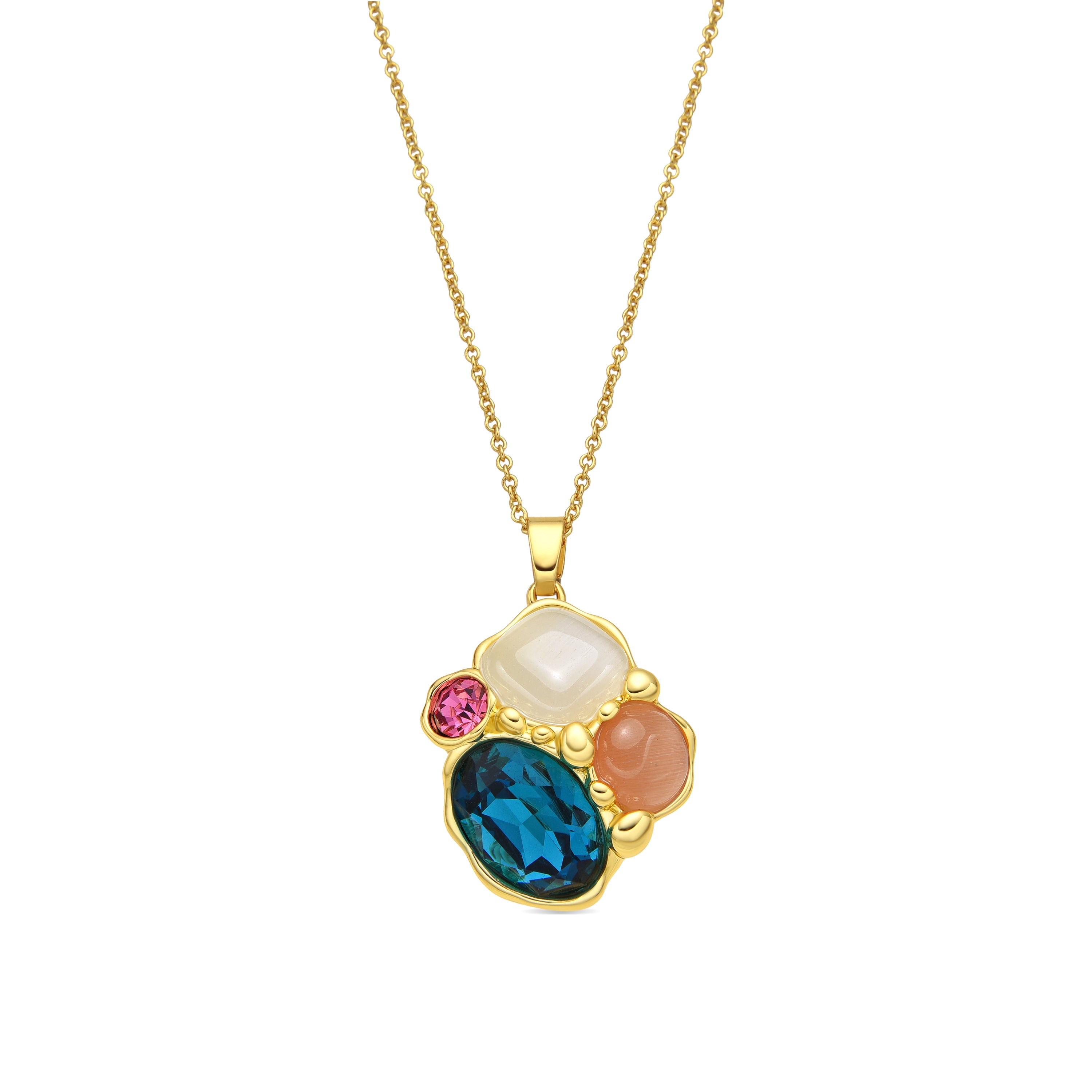 Colar Nedla de Cristal Verde com acabamento em ouro amarelo de 18k