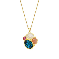 Nedla Green Crystal Necklace with 18k Yellow Gold Finish