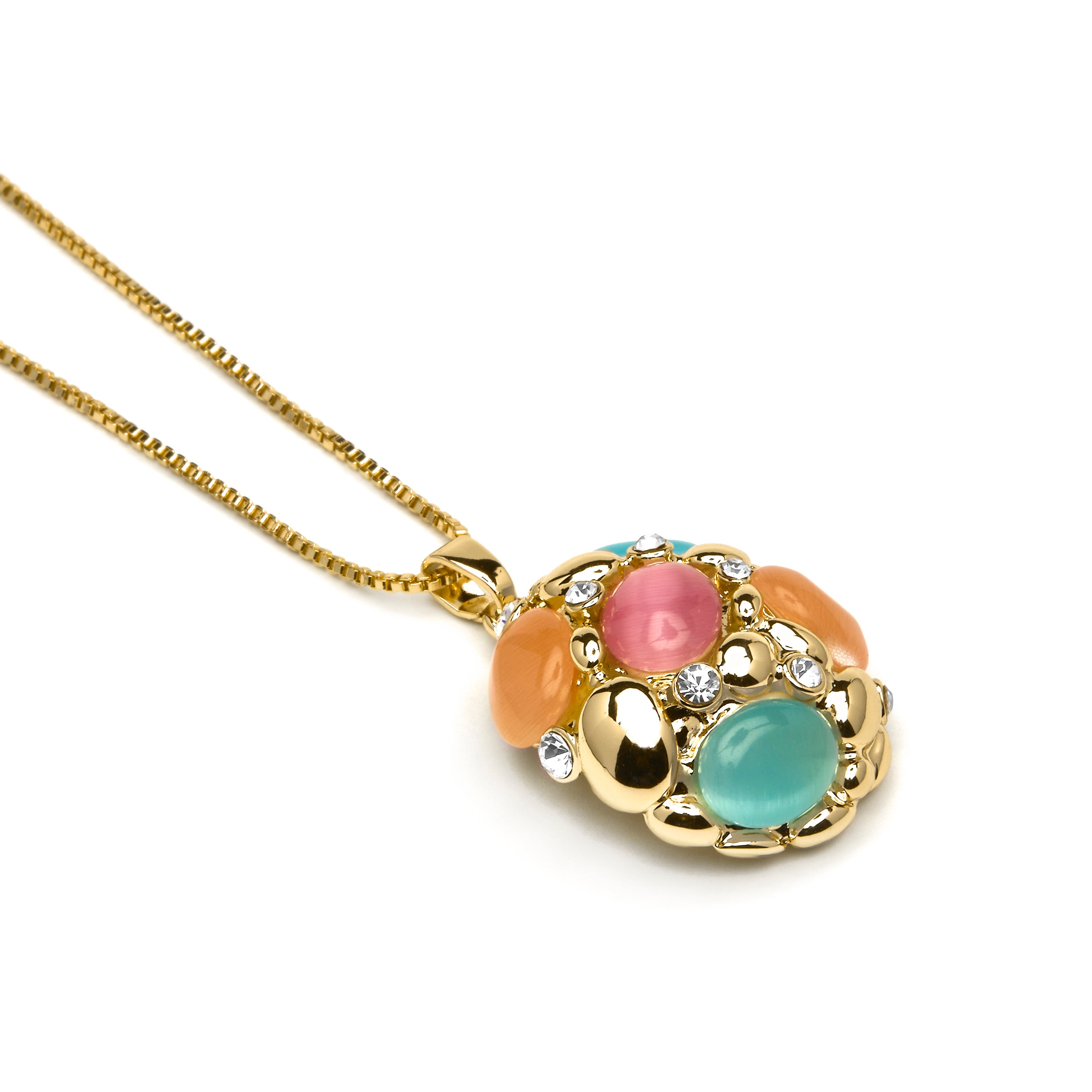 Collar Shyal de Ojo de Gato Multicolor acabado oro amarillo de 18k