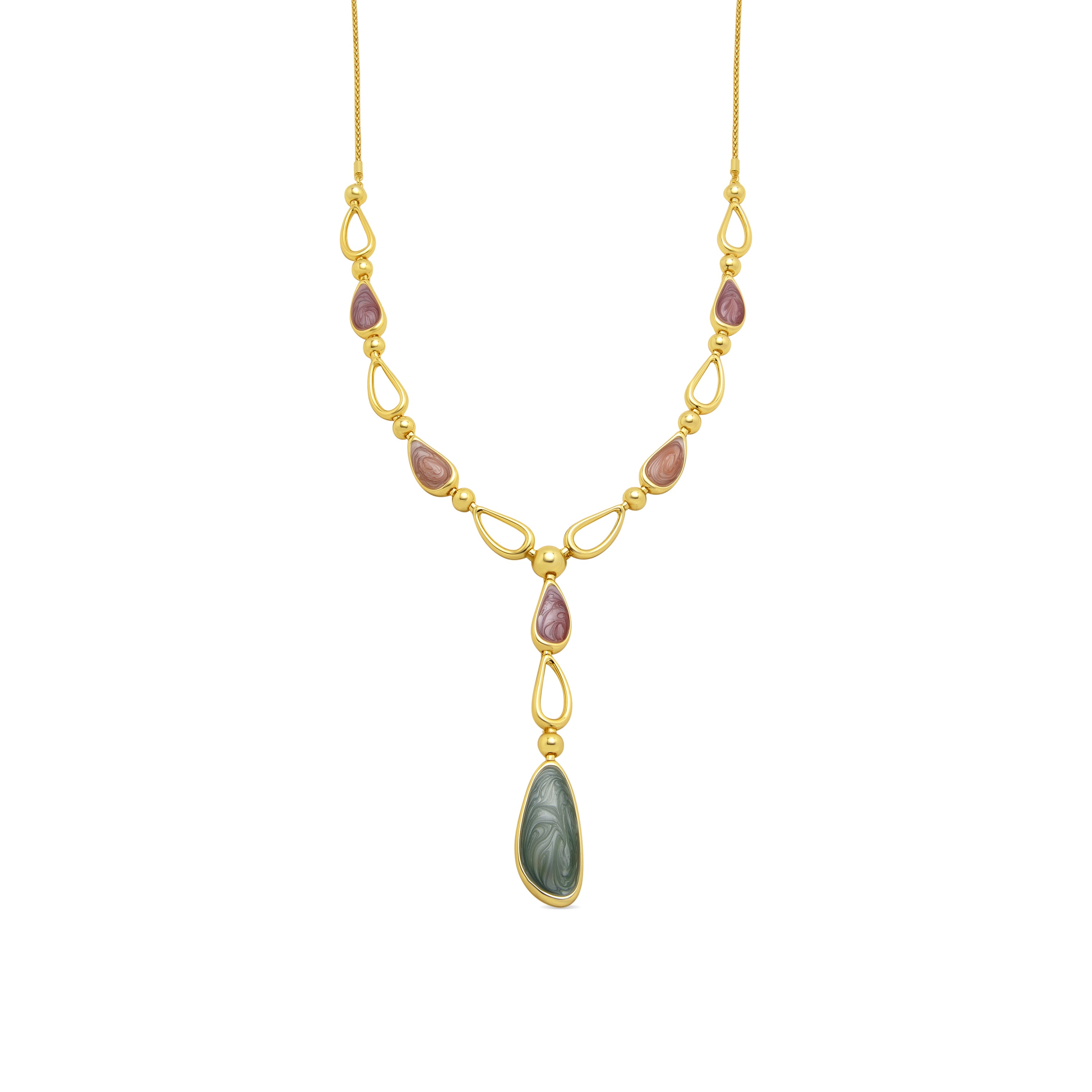 Colar acabado em ouro amarelo de 18k e lacado verde - Bolhy
