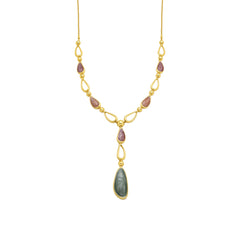 18k Yellow Gold Finished Necklace and Green Lacquer - Bolhy