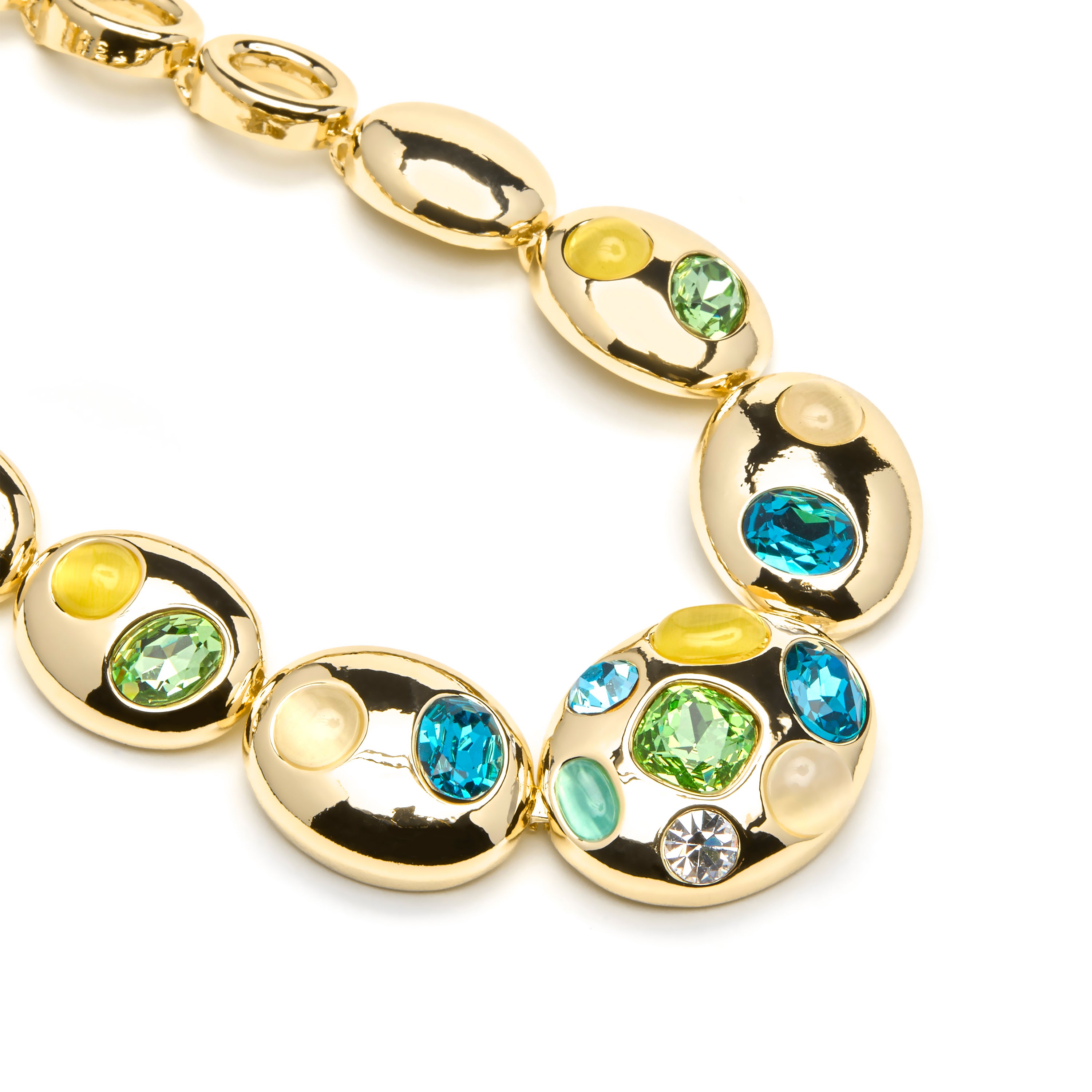 18k Yellow Gold Finished Necklace with Multicolor Crystal - Alik