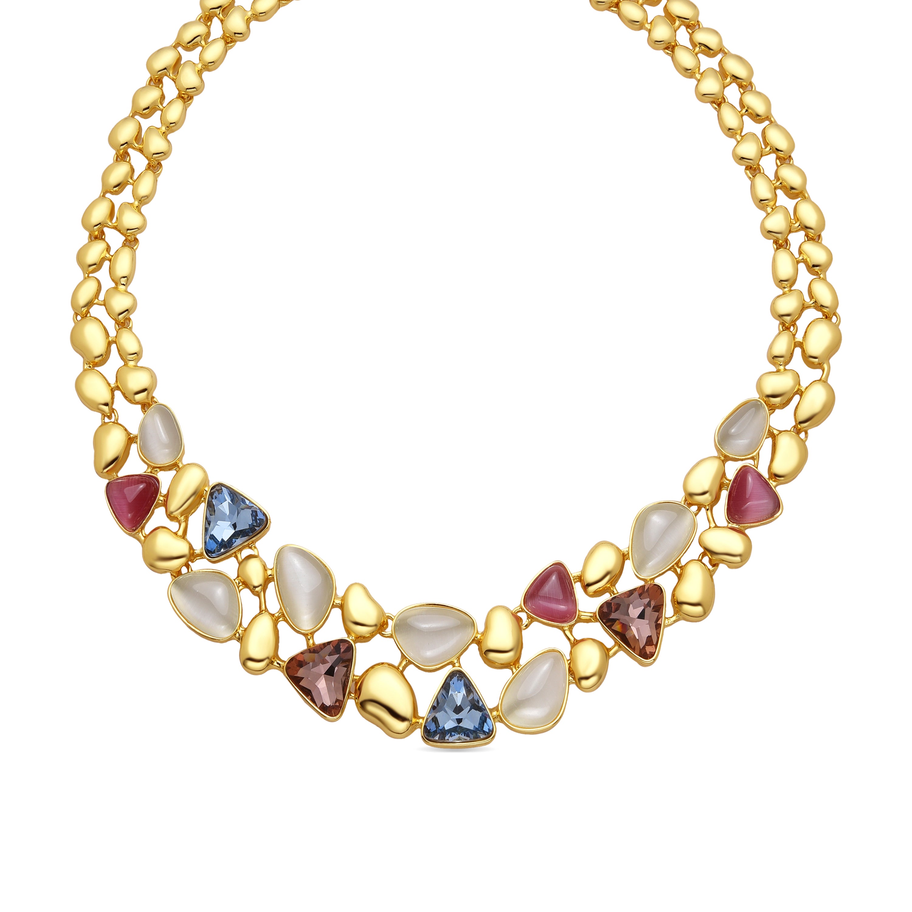 Halskette aus 18k Gelbgold und mehrfarbigem Kristall - Naxmo