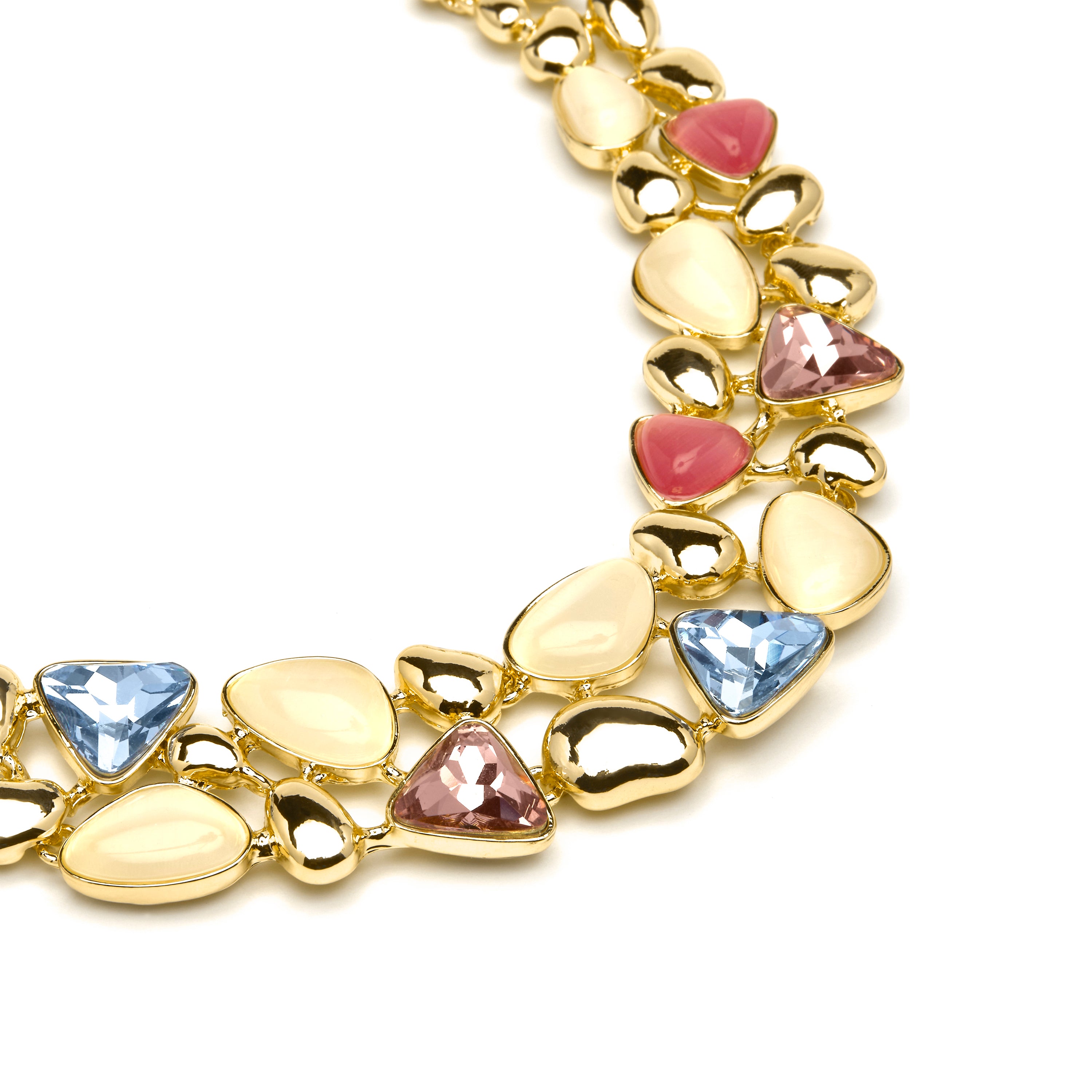 18k Yellow Gold Finished Necklace with Multicolor Crystal - Naxmo