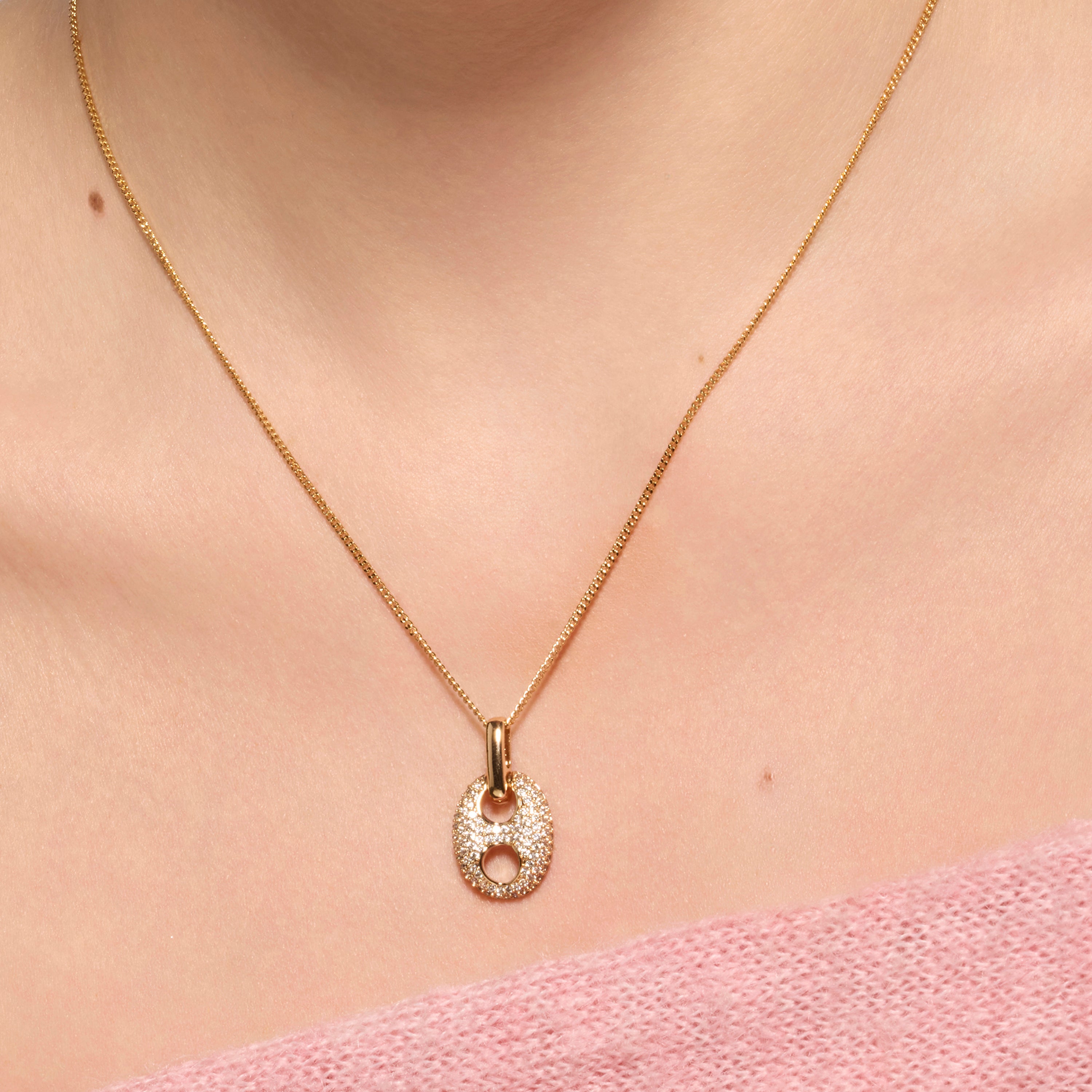 18k Yellow Gold Finished Necklace and Brilliant Zirconia - Dim