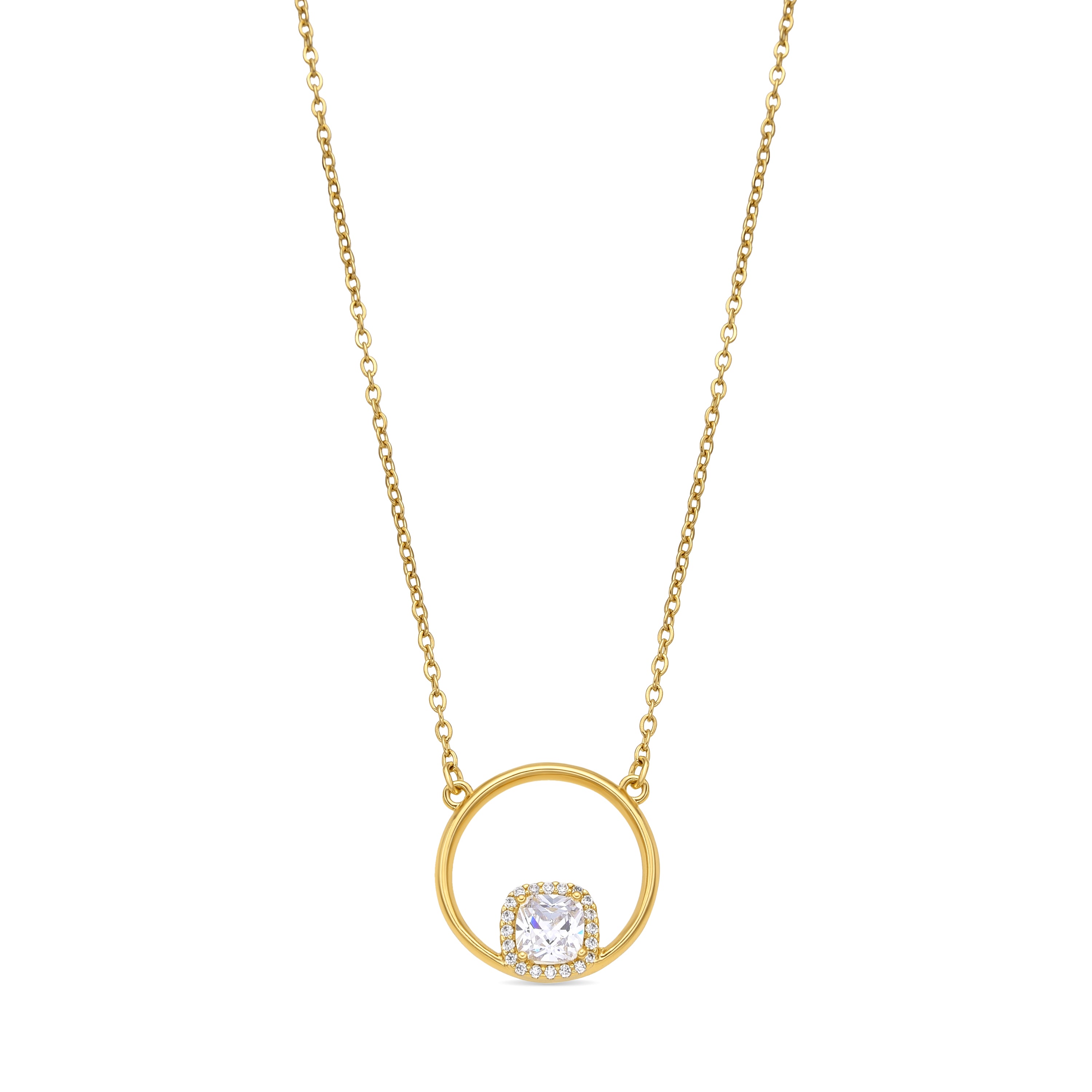 18k Yellow Gold Finished Necklace and Brilliant Zirconia - Onraya