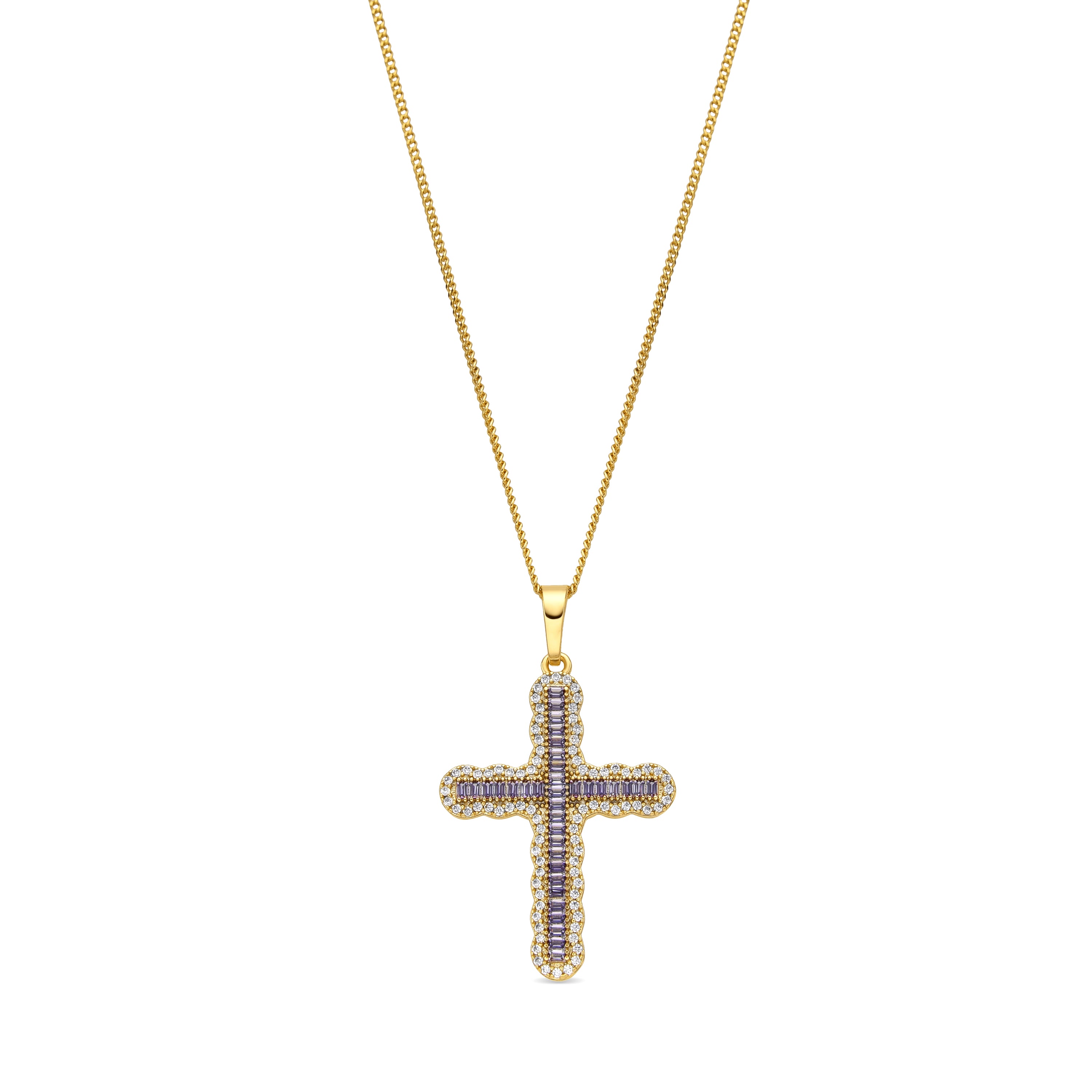 18k yellow gold finished necklace and Amethyst Zirconia - Emfir
