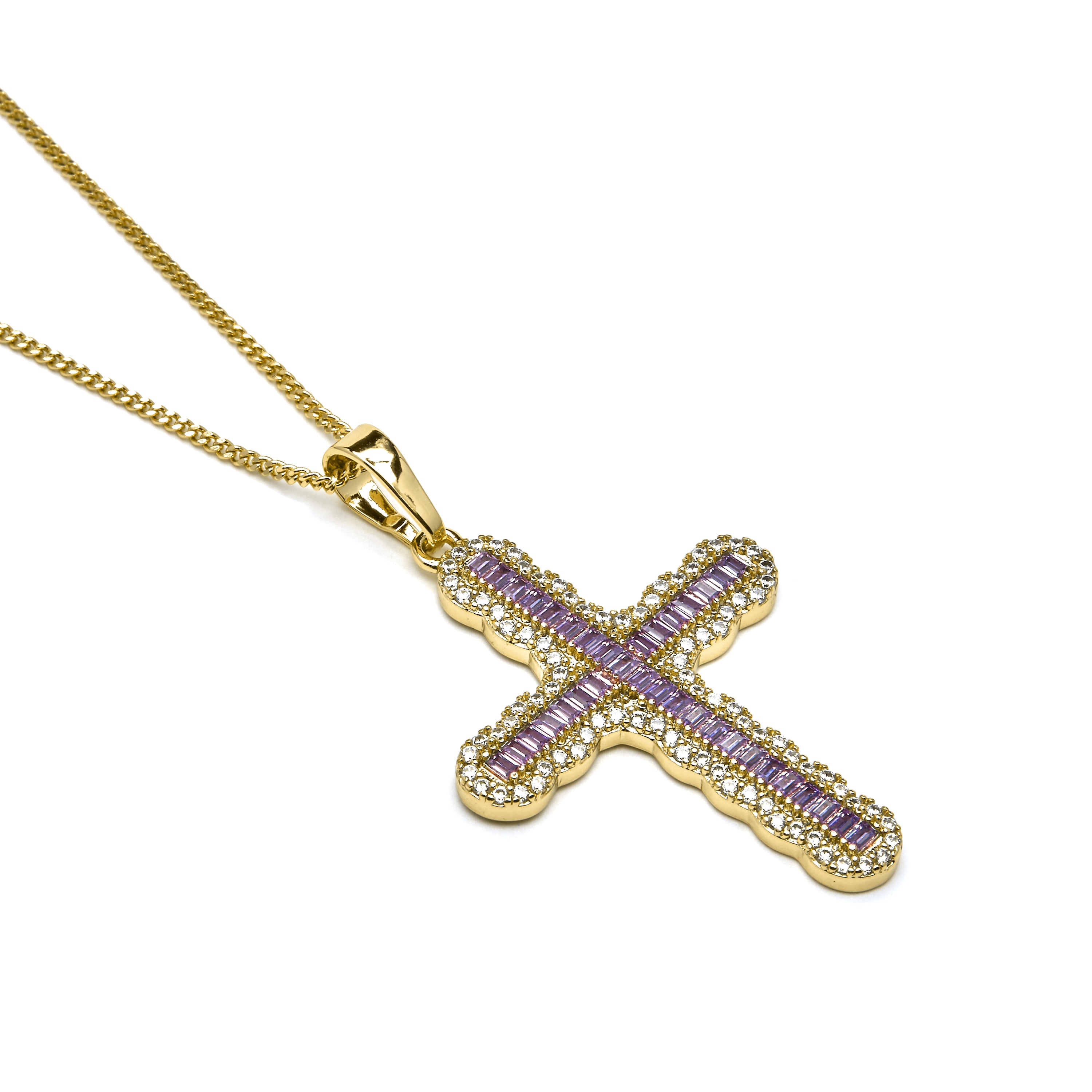 18k yellow gold finished necklace and Amethyst Zirconia - Emfir